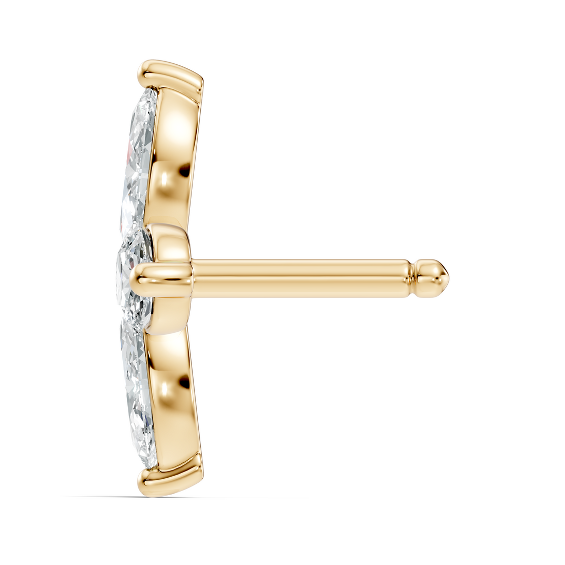 Marquise & Round Floral Cross Diamond Nose Pin