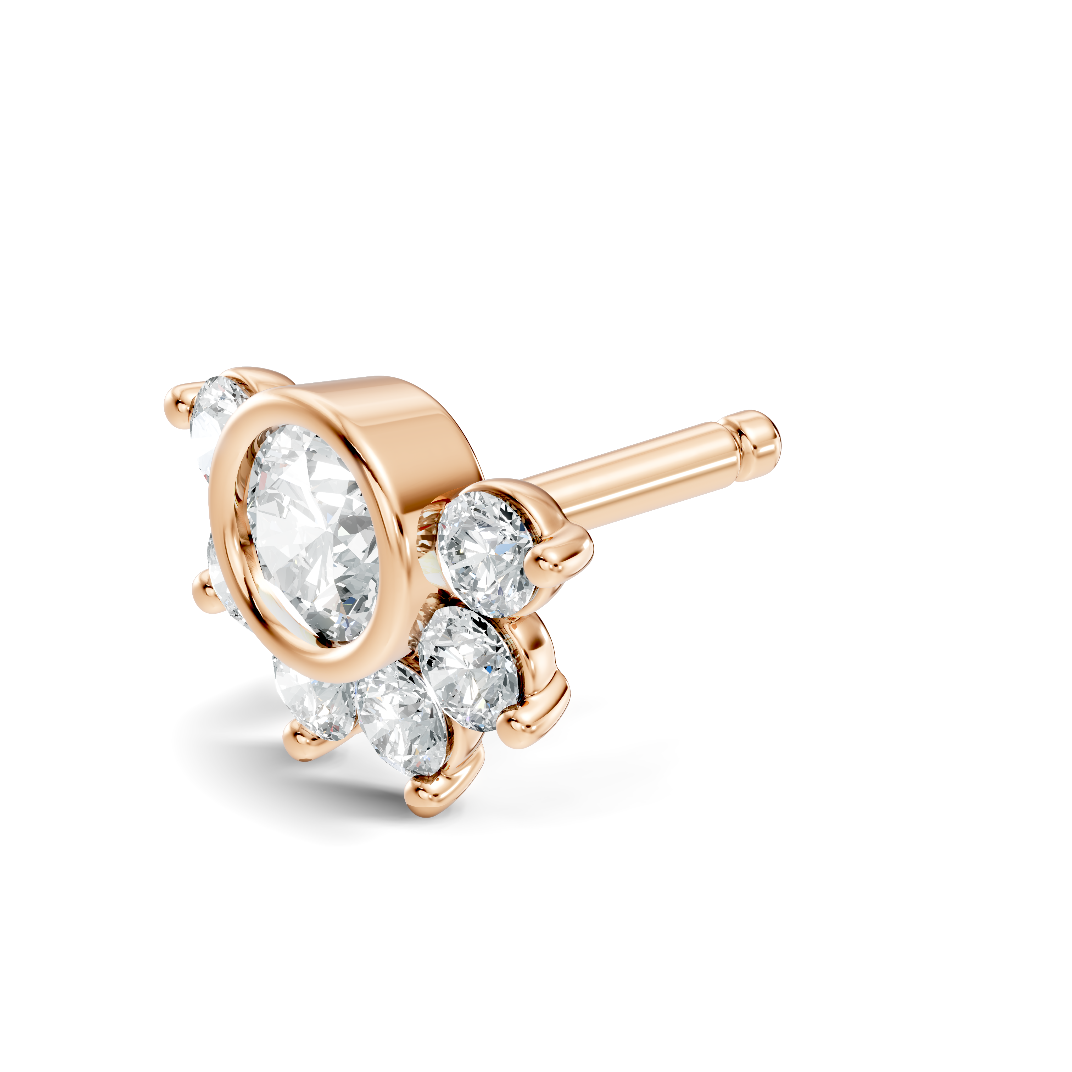 Half-Halo Arc Diamond Nose Pin