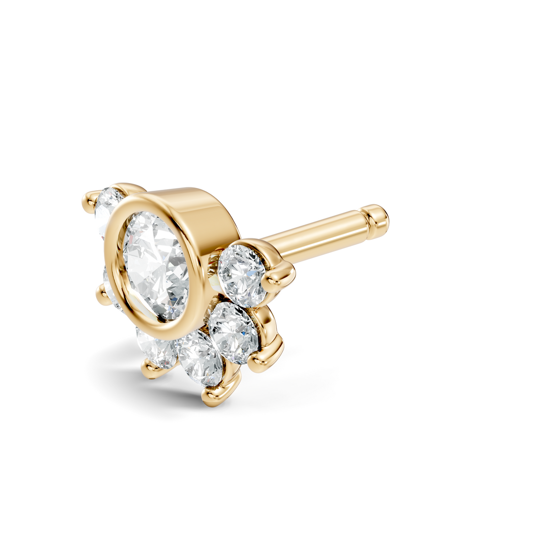 Half-Halo Arc Diamond Nose Pin