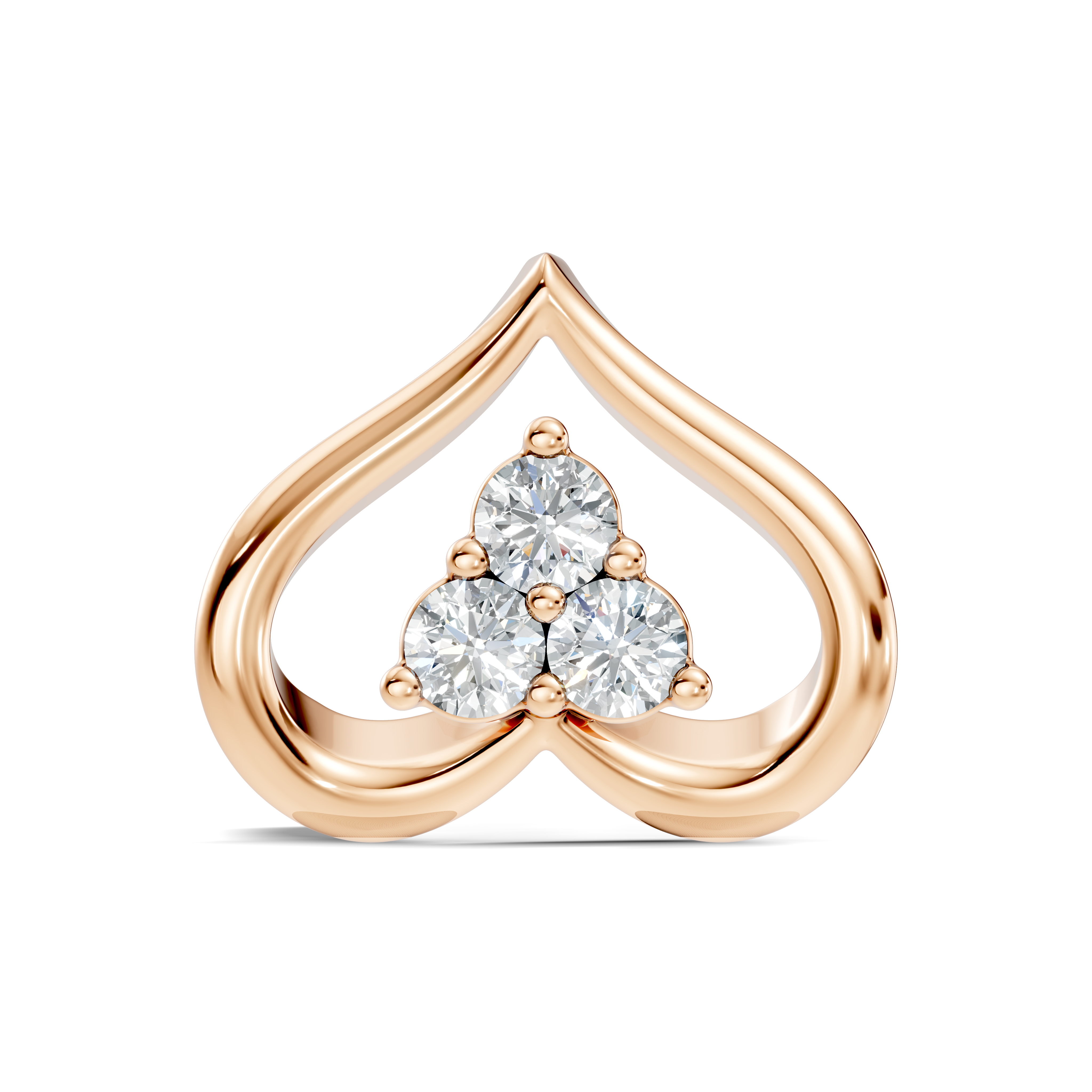 Open Heart Trio Diamond Nose Pin