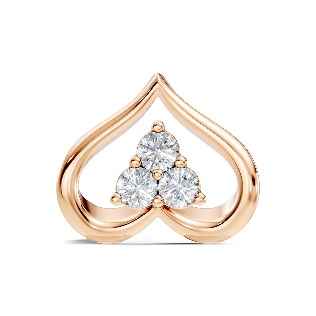 Open Heart Trio Diamond Nose Pin