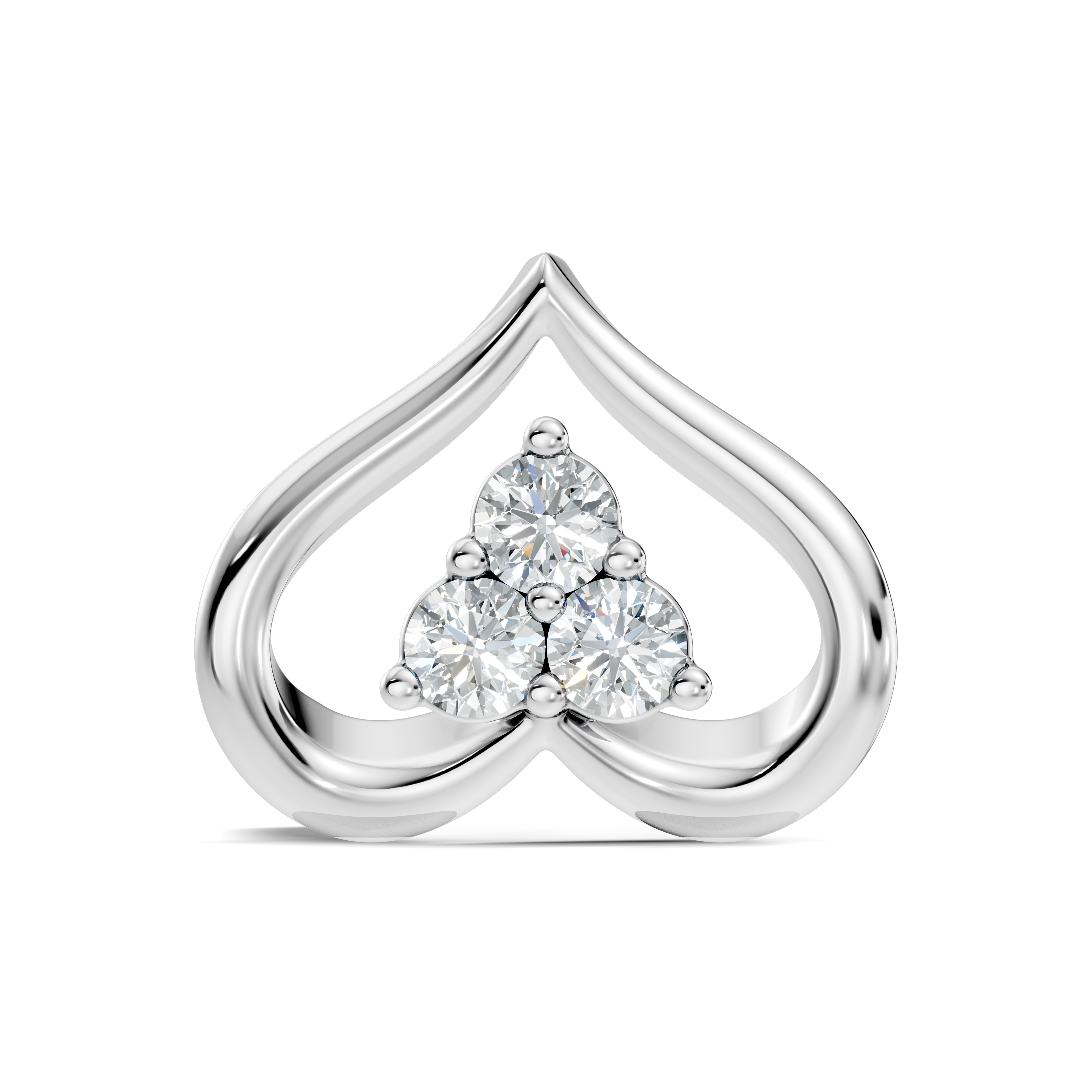 Open Heart Trio Diamond Nose Pin