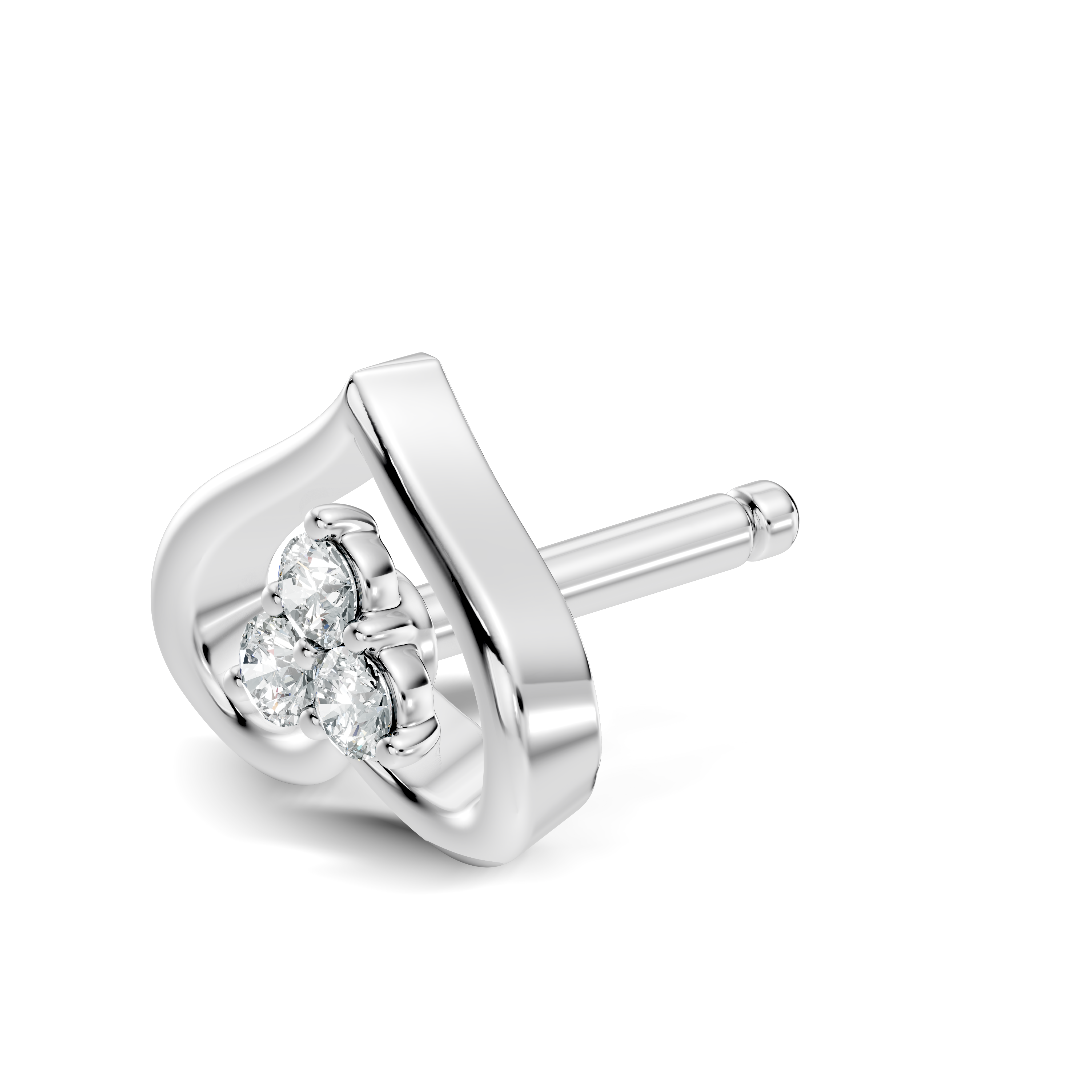 Open Heart Trio Diamond Nose Pin
