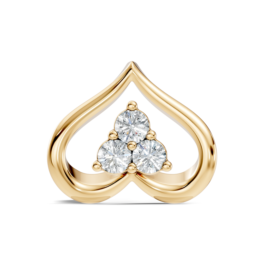 Open Heart Trio Diamond Nose Pin