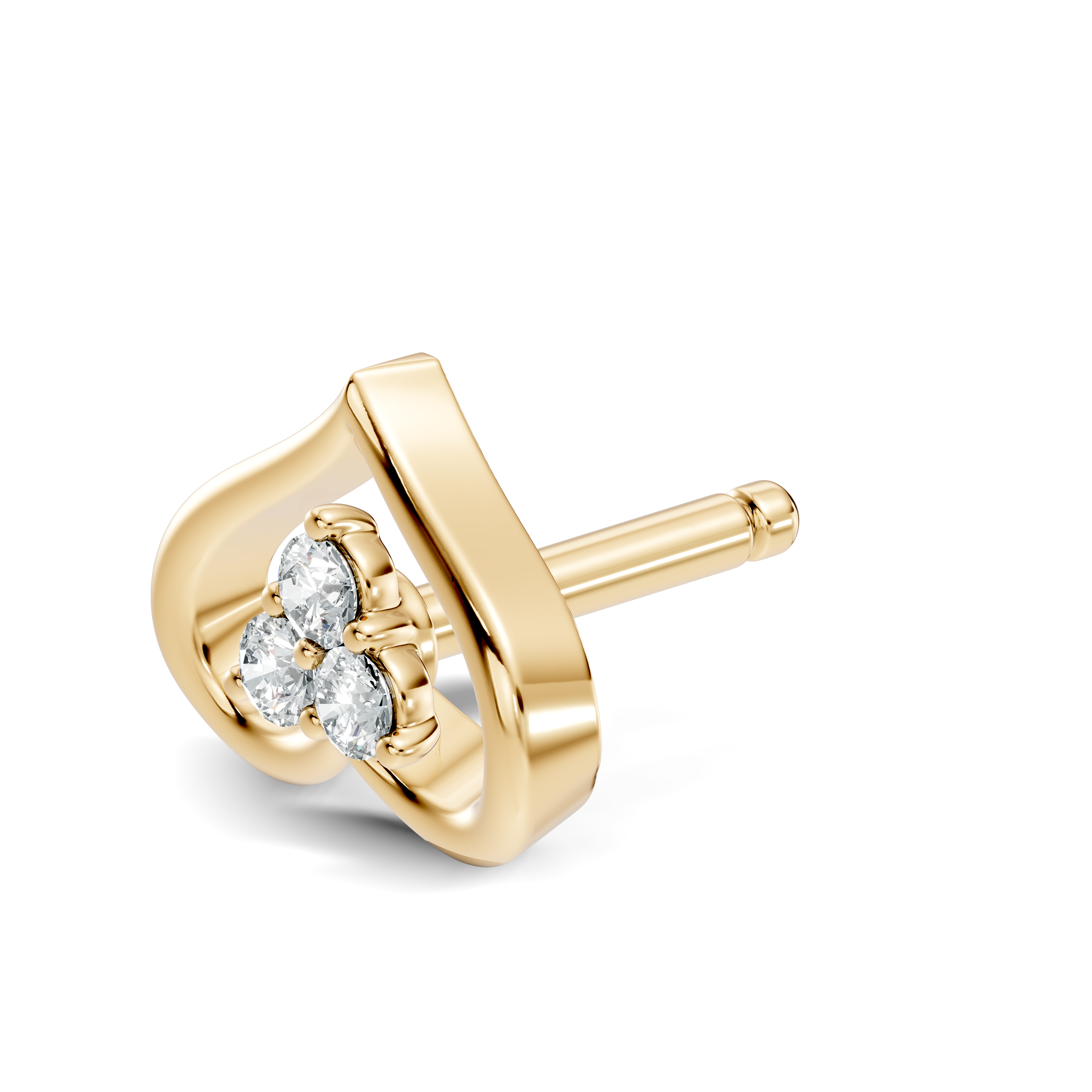 Open Heart Trio Diamond Nose Pin
