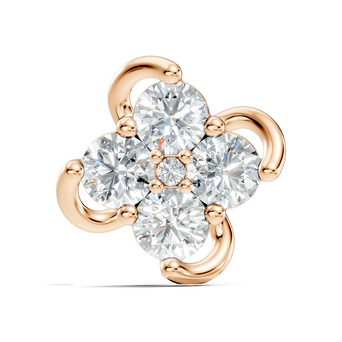 Swirl Floral Cluster Diamond Nose Pin
