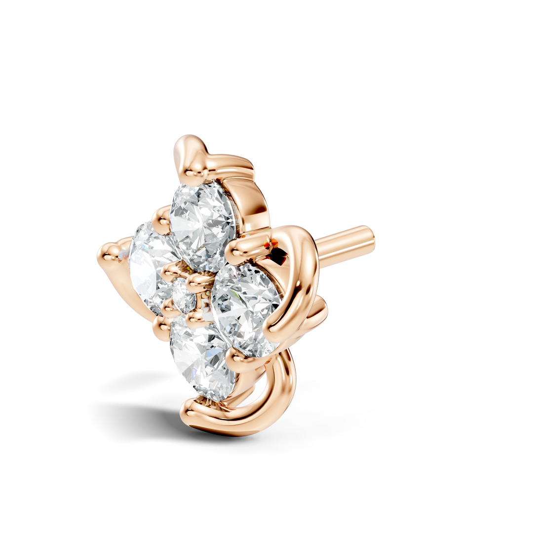 Swirl Floral Cluster Diamond Nose Pin