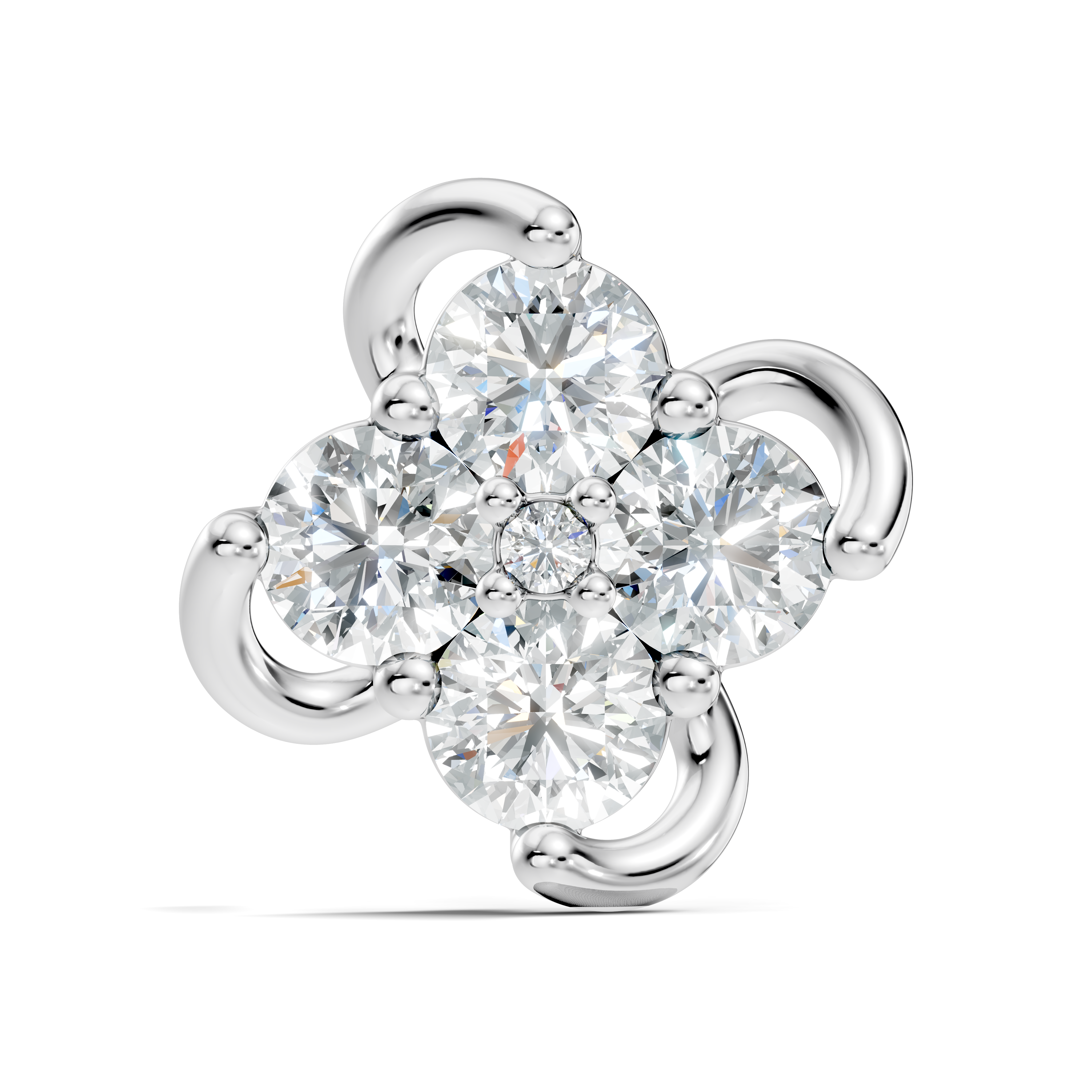 Swirl Floral Cluster Diamond Nose Pin