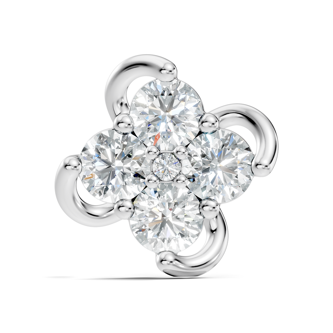 Swirl Floral Cluster Diamond Nose Pin