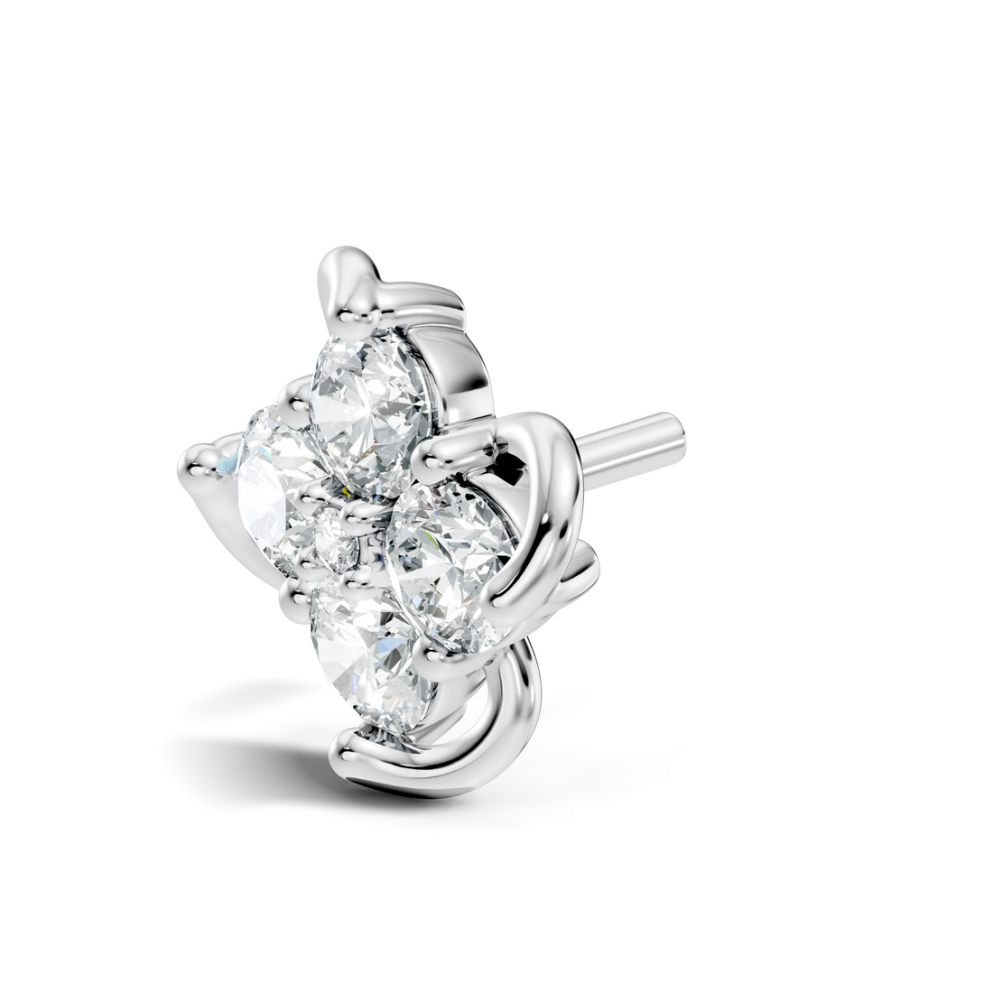Swirl Floral Cluster Diamond Nose Pin