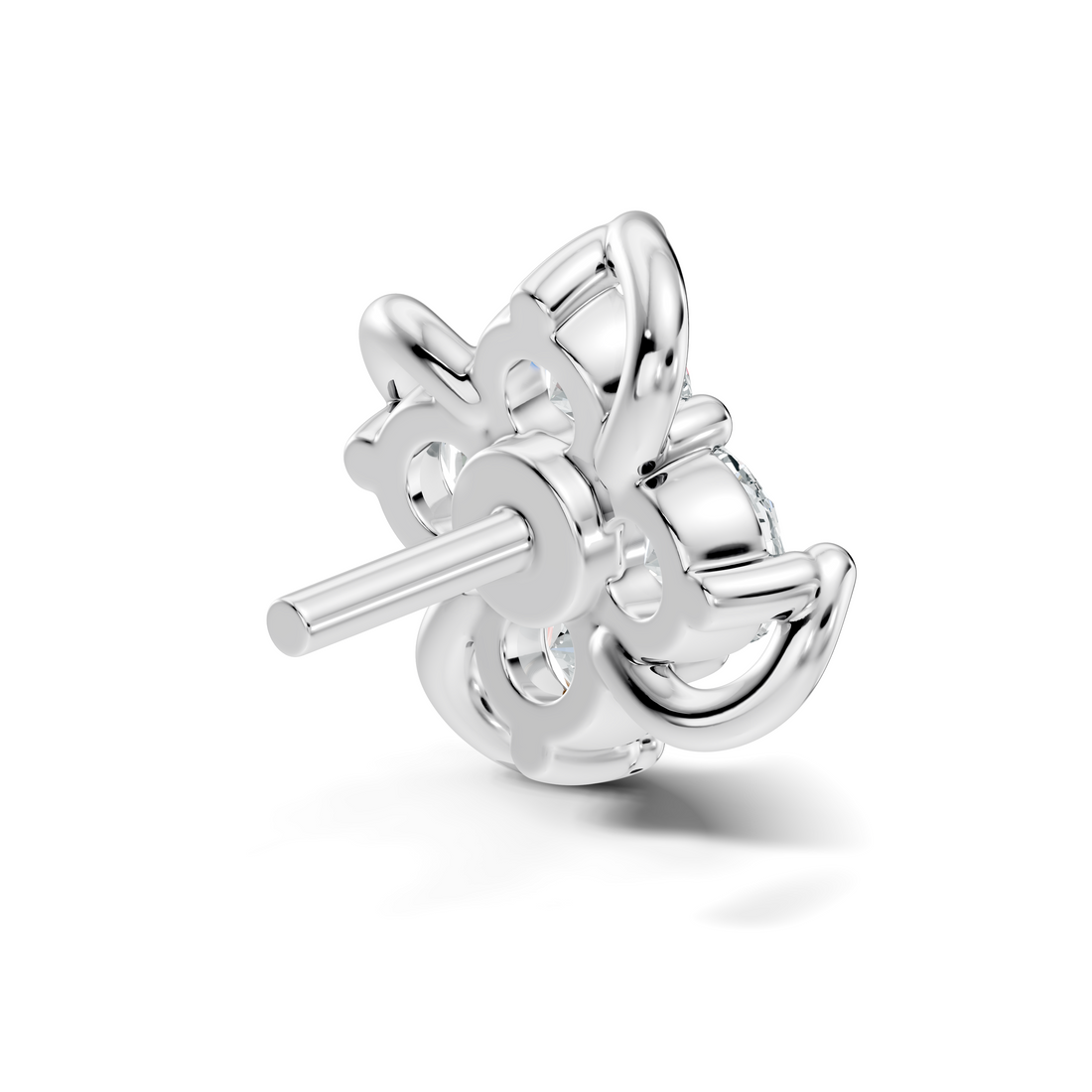 Swirl Floral Cluster Diamond Nose Pin