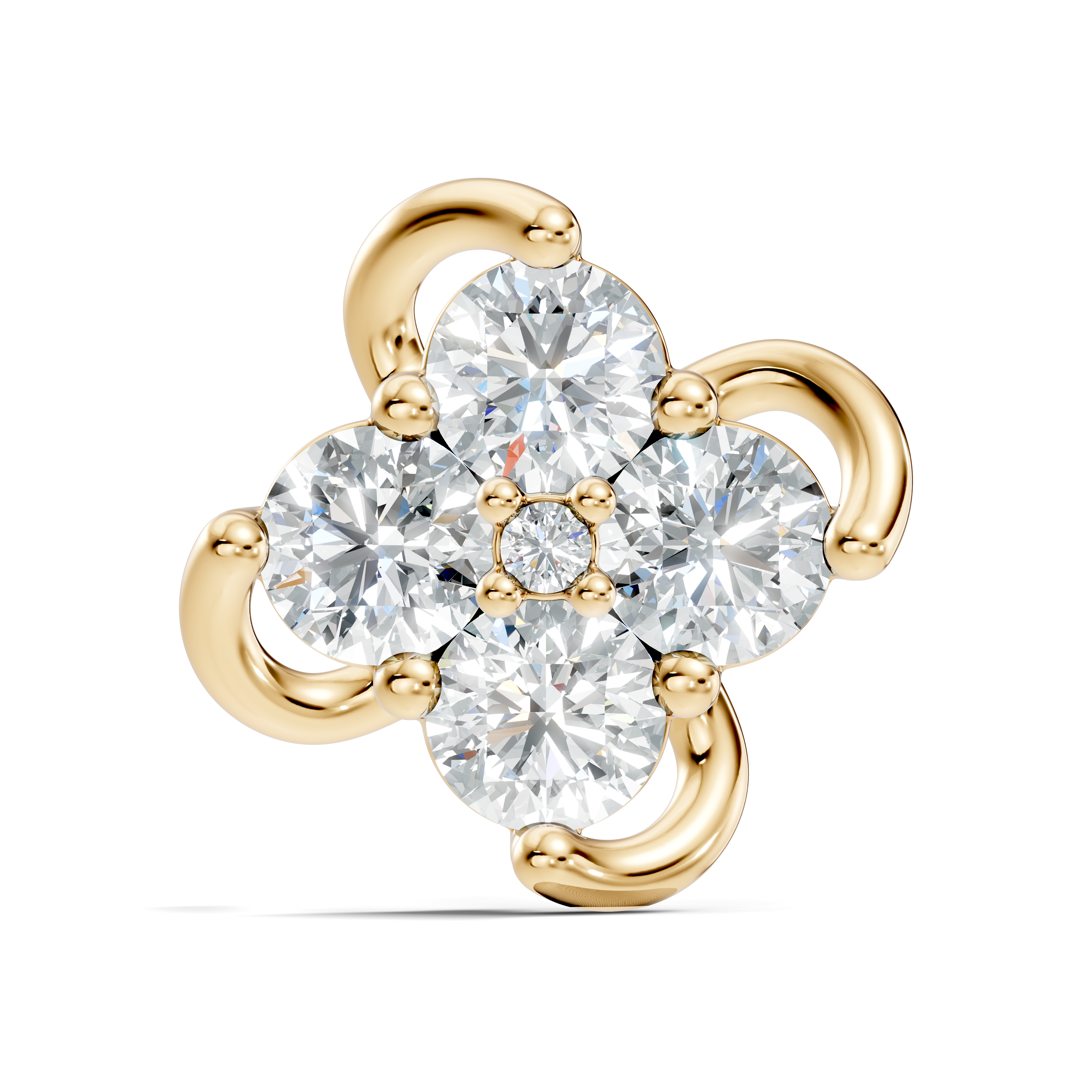 Swirl Floral Cluster Diamond Nose Pin