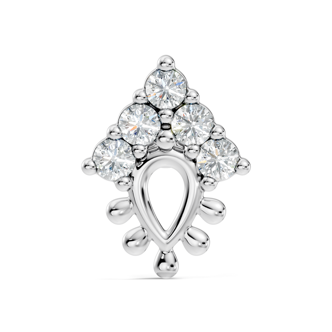 Teardrop Crown Diamond Nose Pin
