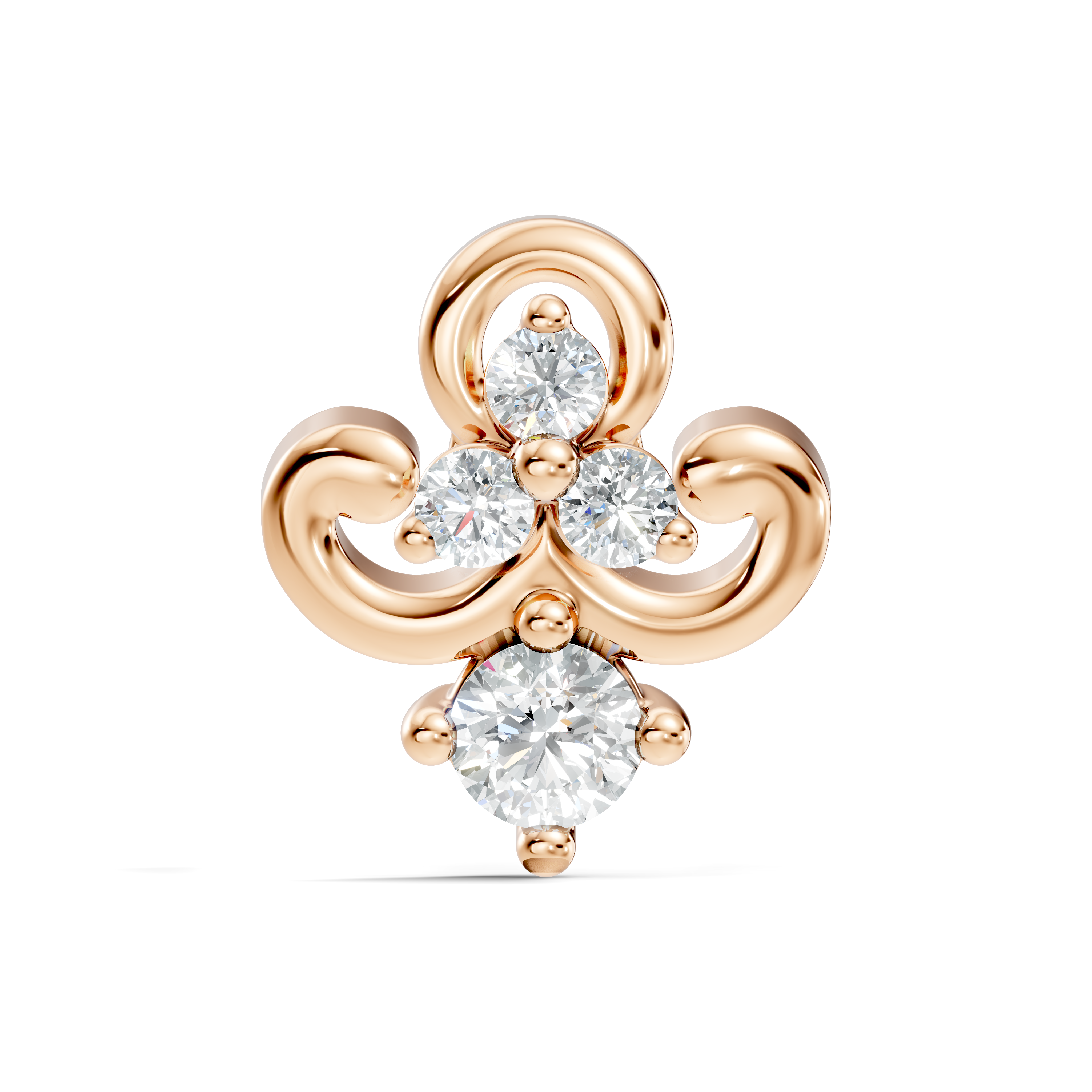 Fleur-de-Lis Scroll Diamond Nose Pin
