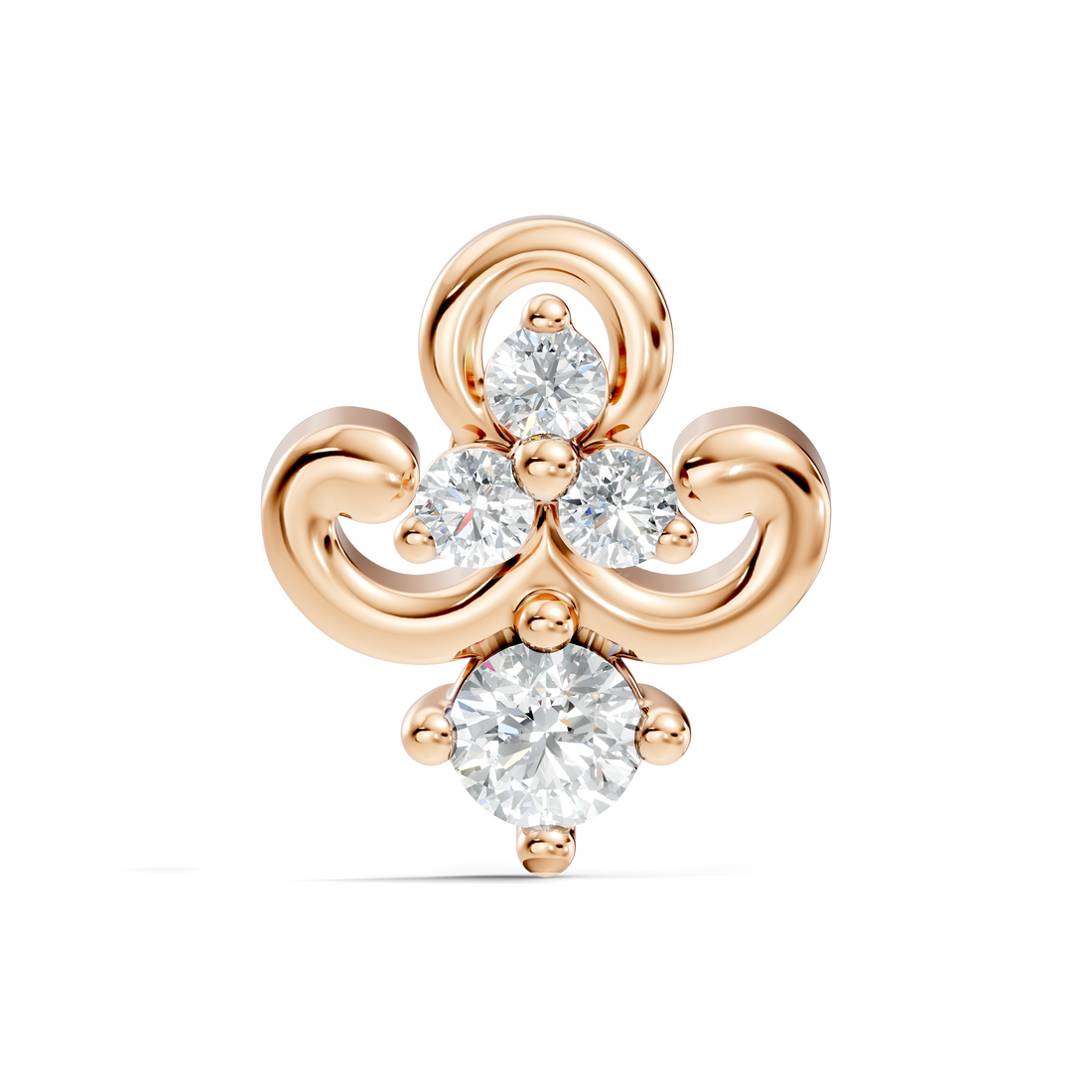 Fleur-de-Lis Scroll Diamond Nose Pin