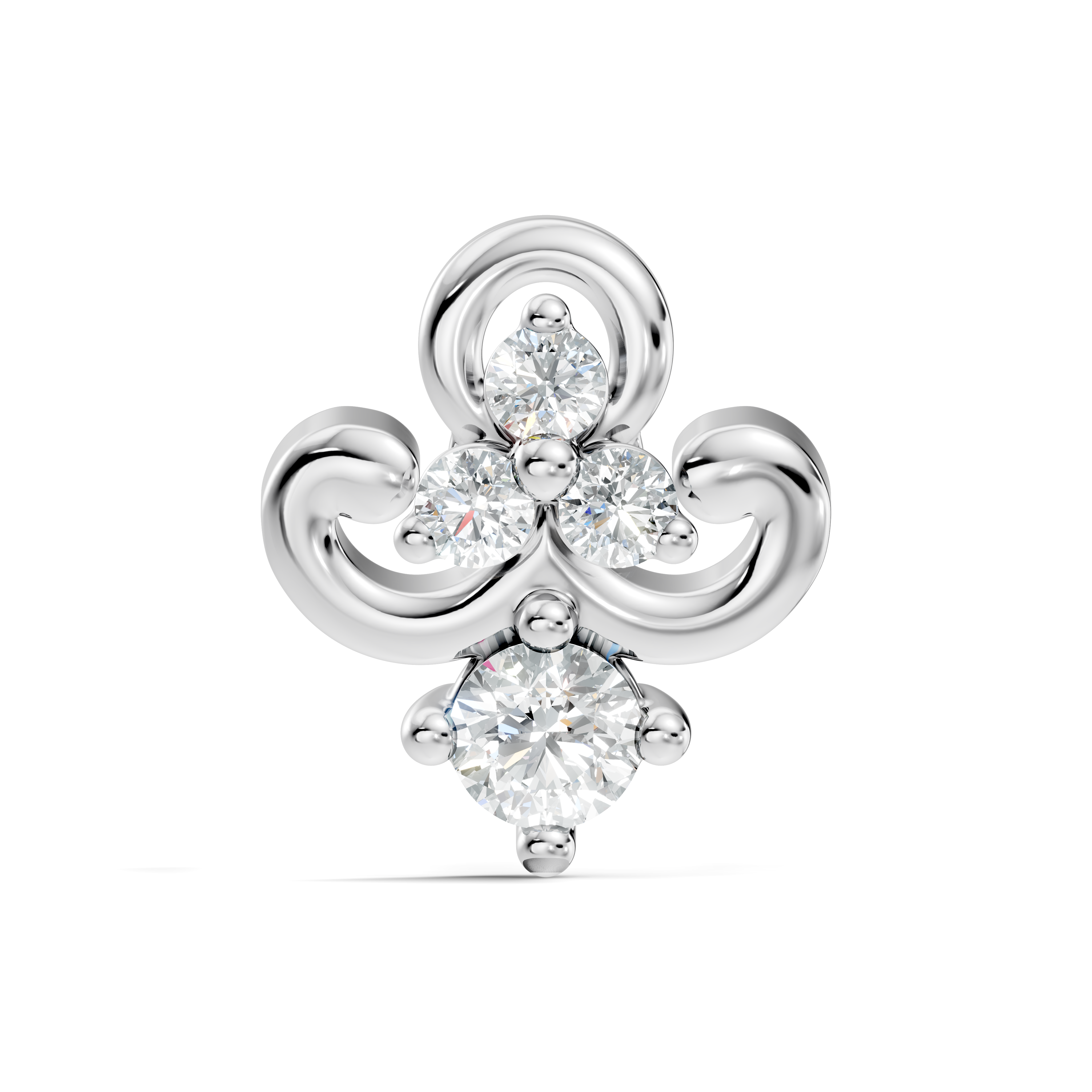 Fleur-de-Lis Scroll Diamond Nose Pin