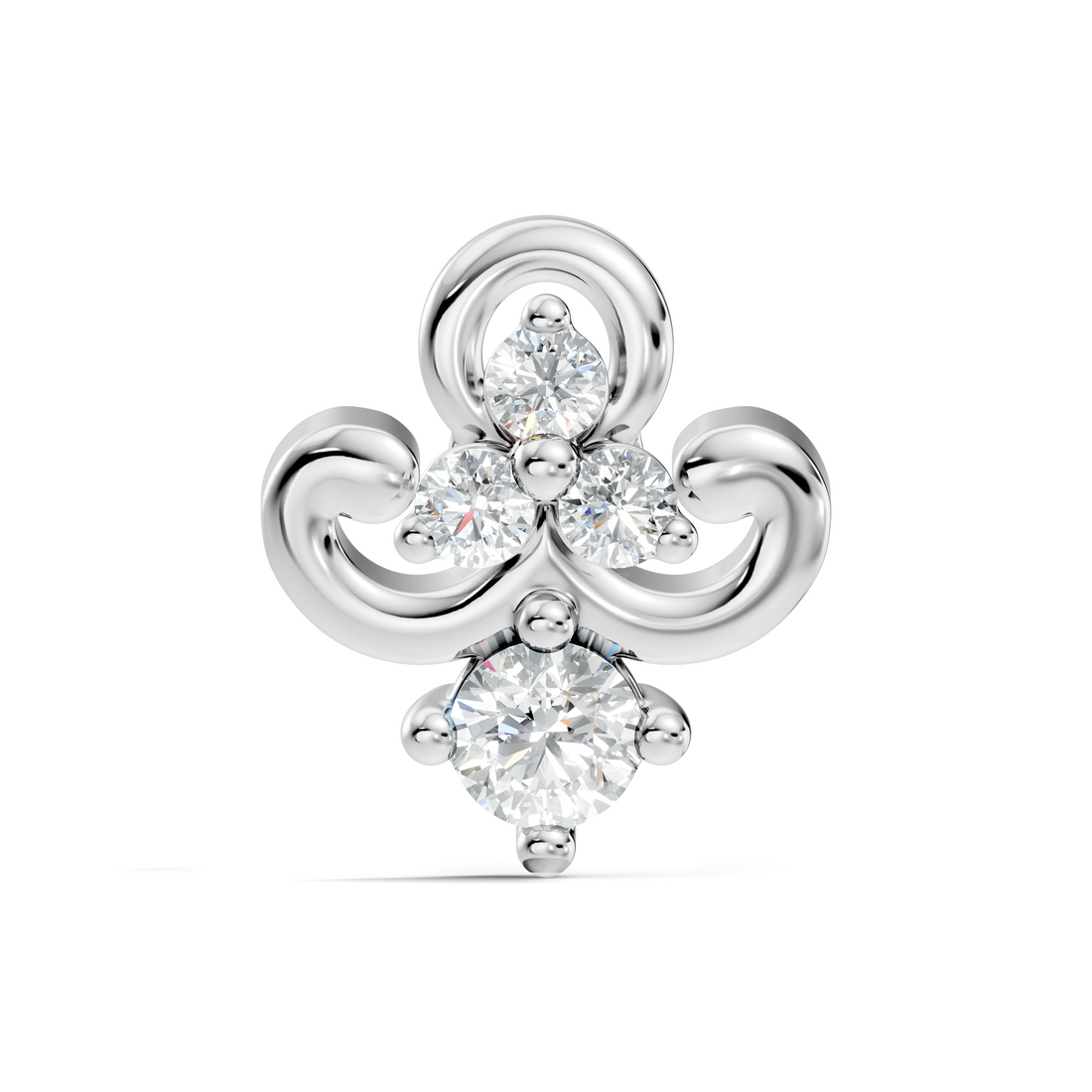 Fleur-de-Lis Scroll Diamond Nose Pin