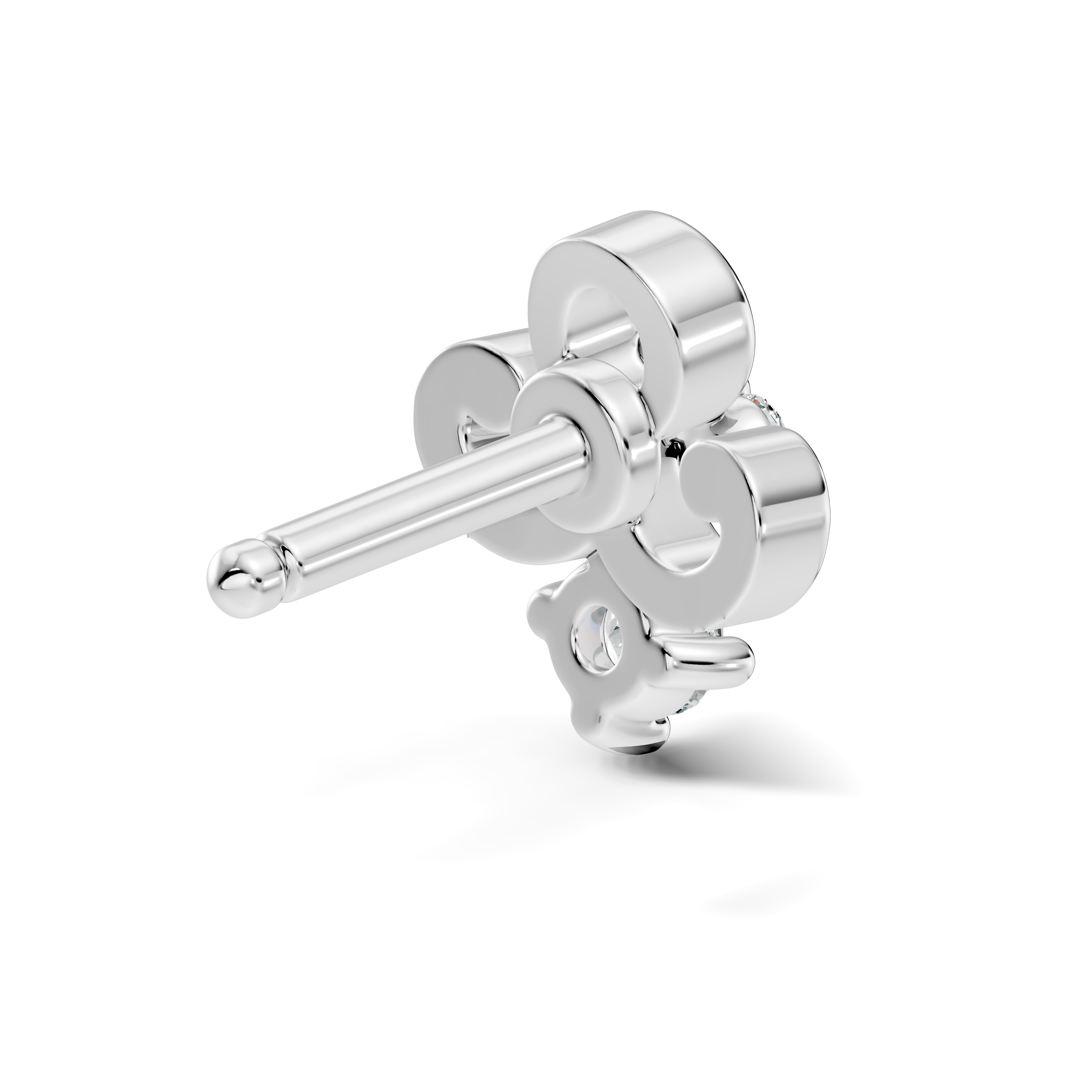 Fleur-de-Lis Scroll Diamond Nose Pin