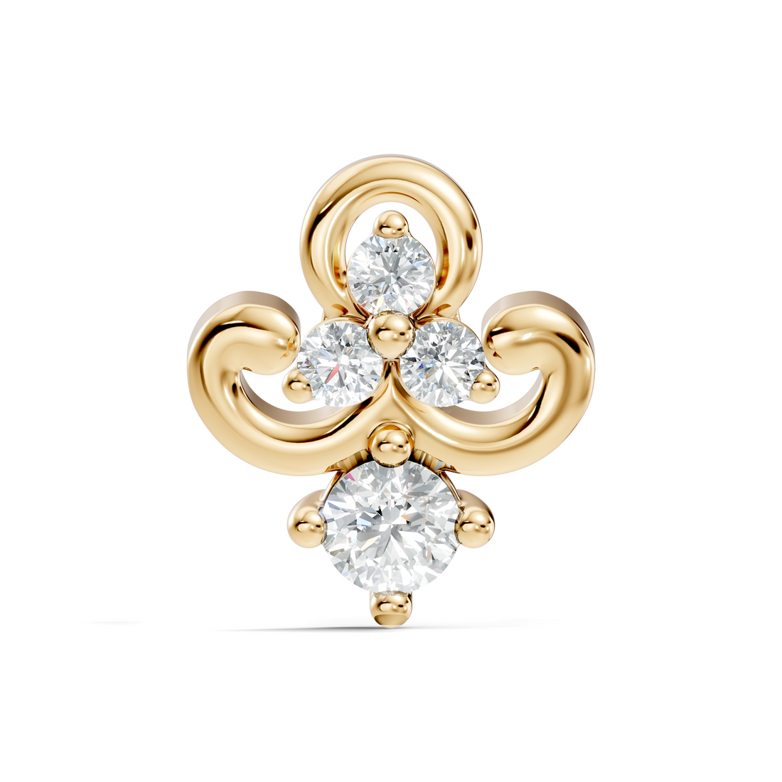 Fleur-de-Lis Scroll Diamond Nose Pin