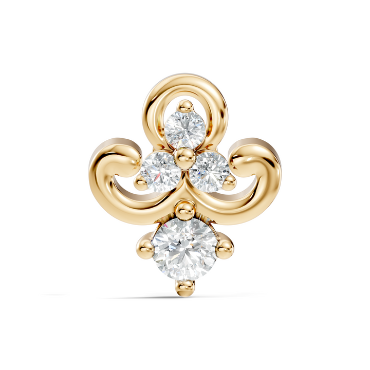Fleur-de-Lis Scroll Diamond Nose Pin
