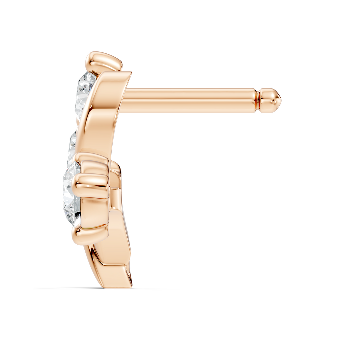 Swirl Crest Three-Stone Diamond Nose Pin