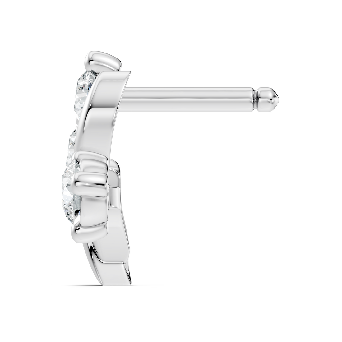 Swirl Crest Three-Stone Diamond Nose Pin