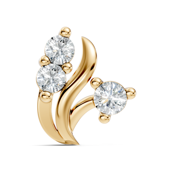 Swirl Crest Three-Stone Diamond Nose Pin