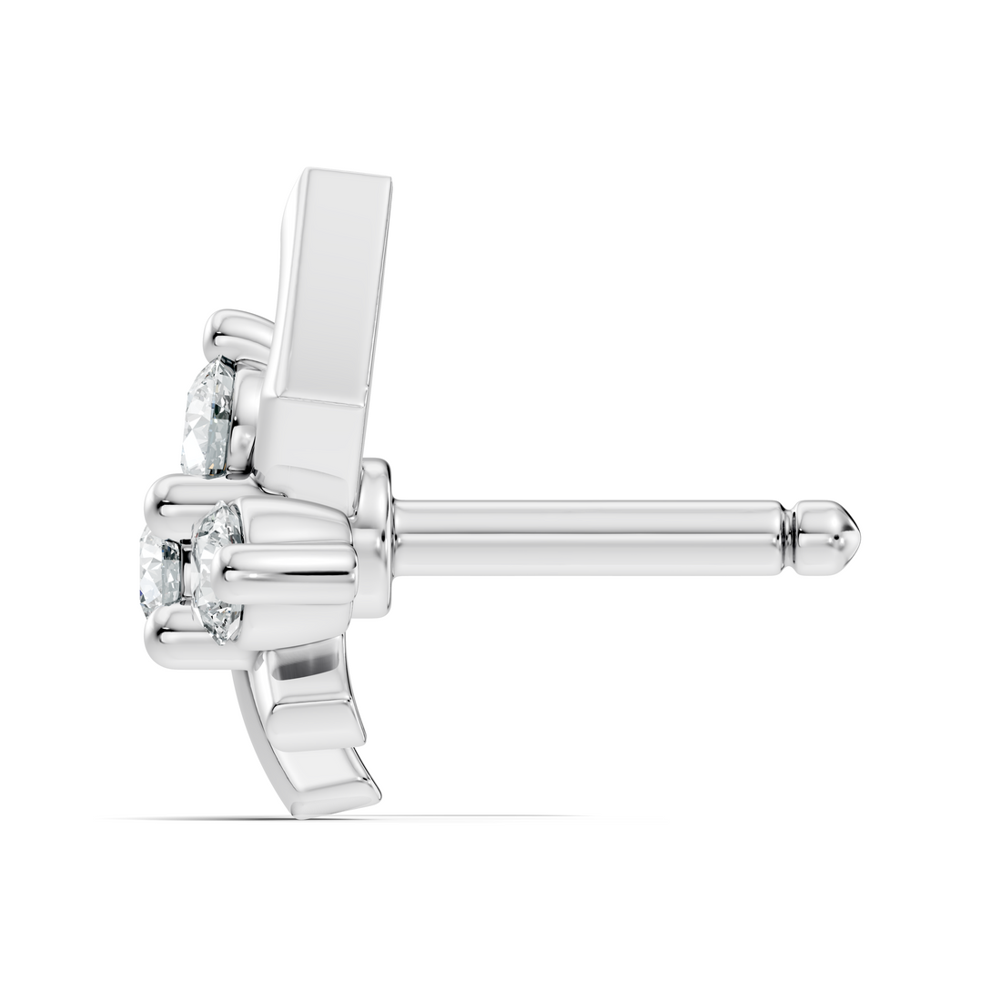 Geometric Crest Four-Stone Diamond Nose Pin