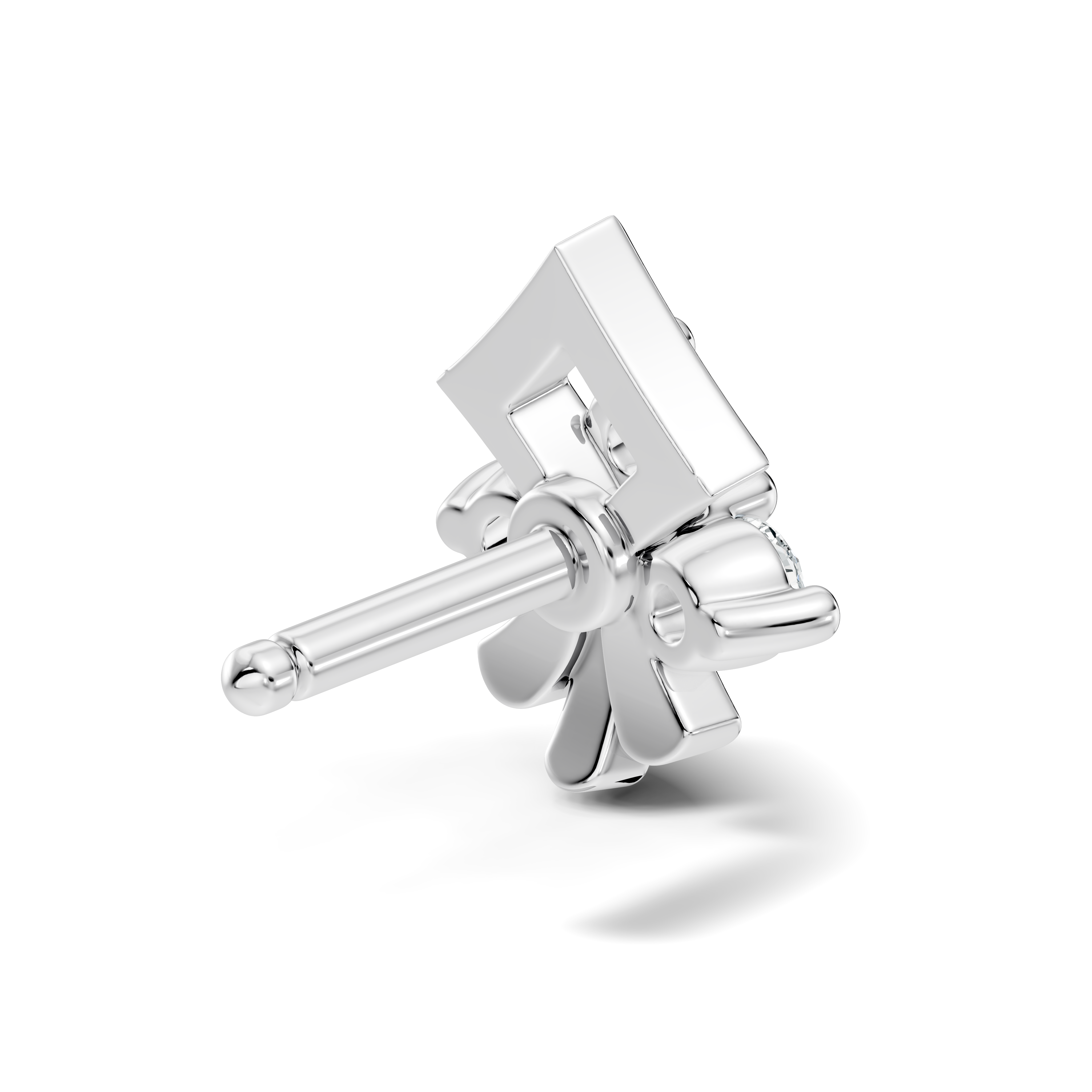 Geometric Crest Four-Stone Diamond Nose Pin