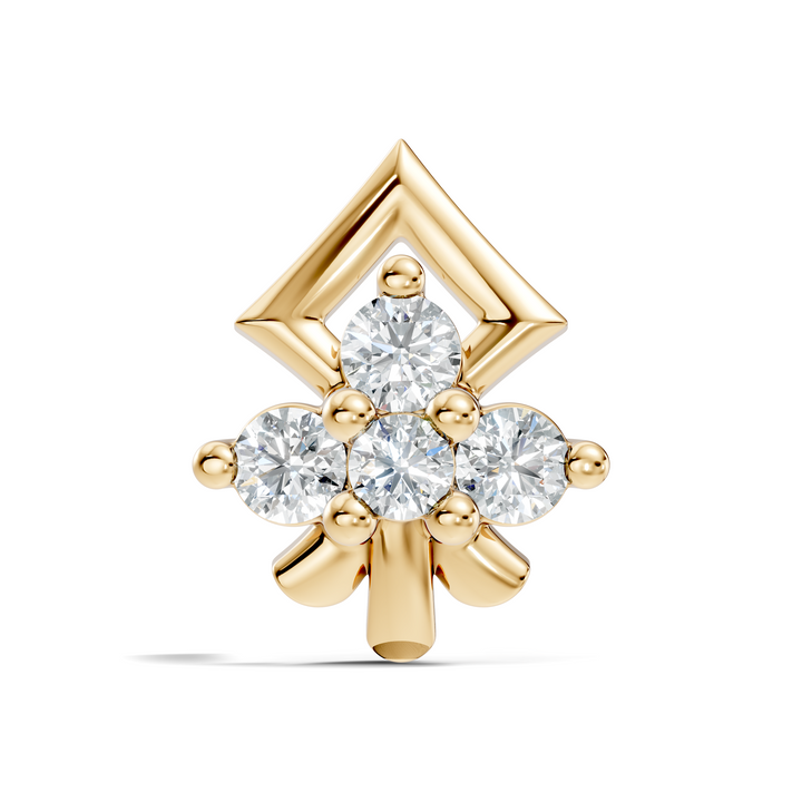 Geometric Crest Four-Stone Diamond Nose Pin