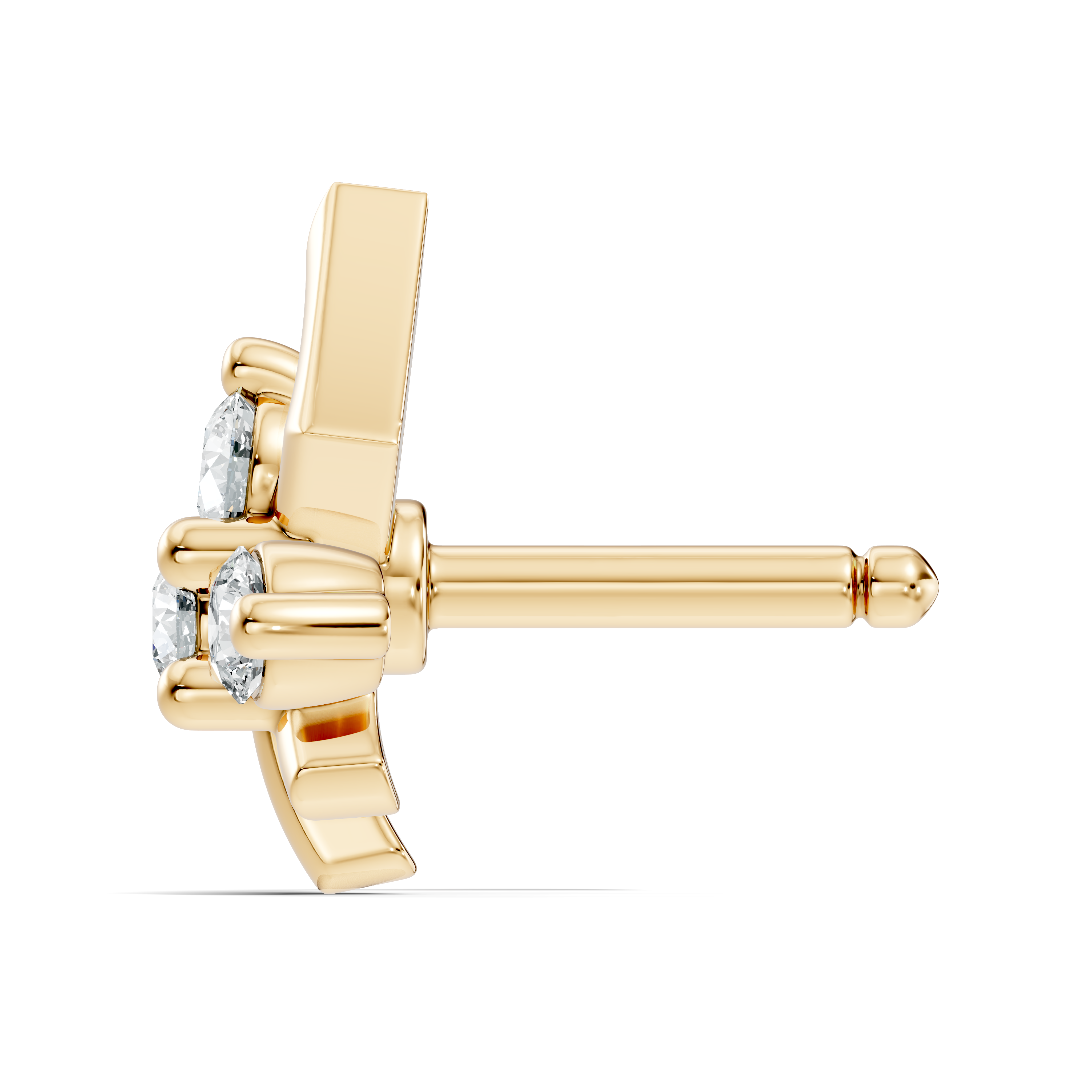 Geometric Crest Four-Stone Diamond Nose Pin