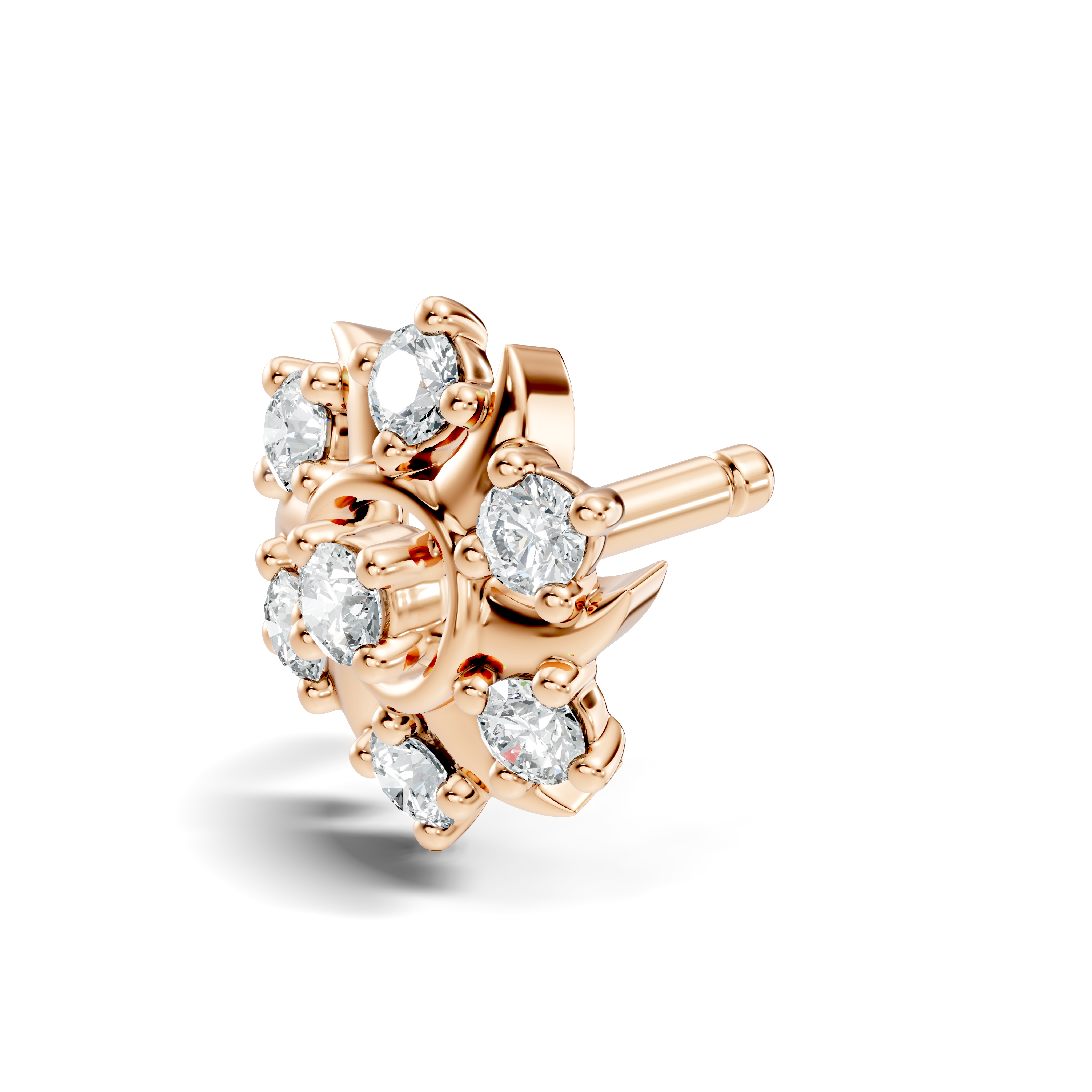Solar Swirl Floral Seven-Stone Diamond Nose Pin