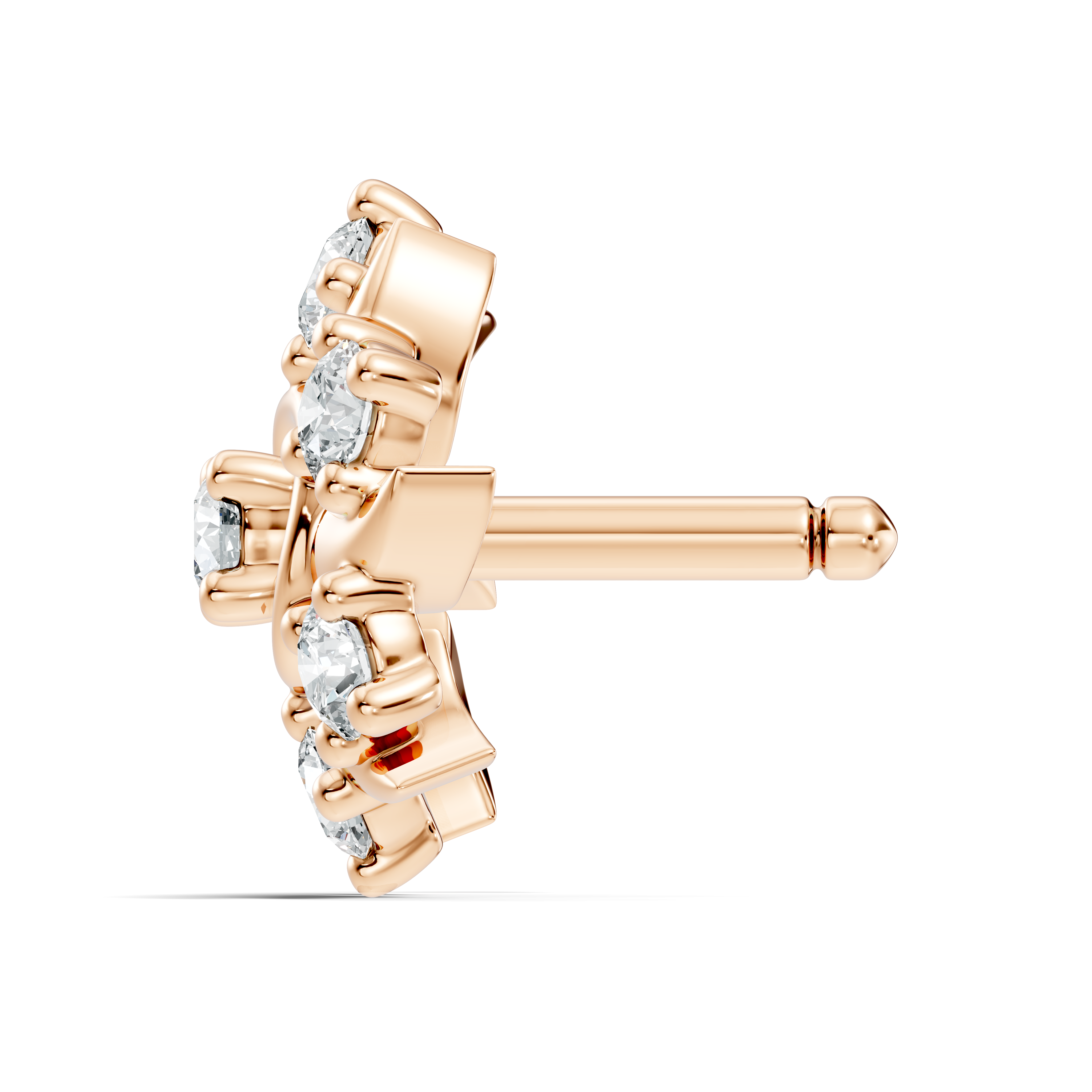 Solar Swirl Floral Seven-Stone Diamond Nose Pin