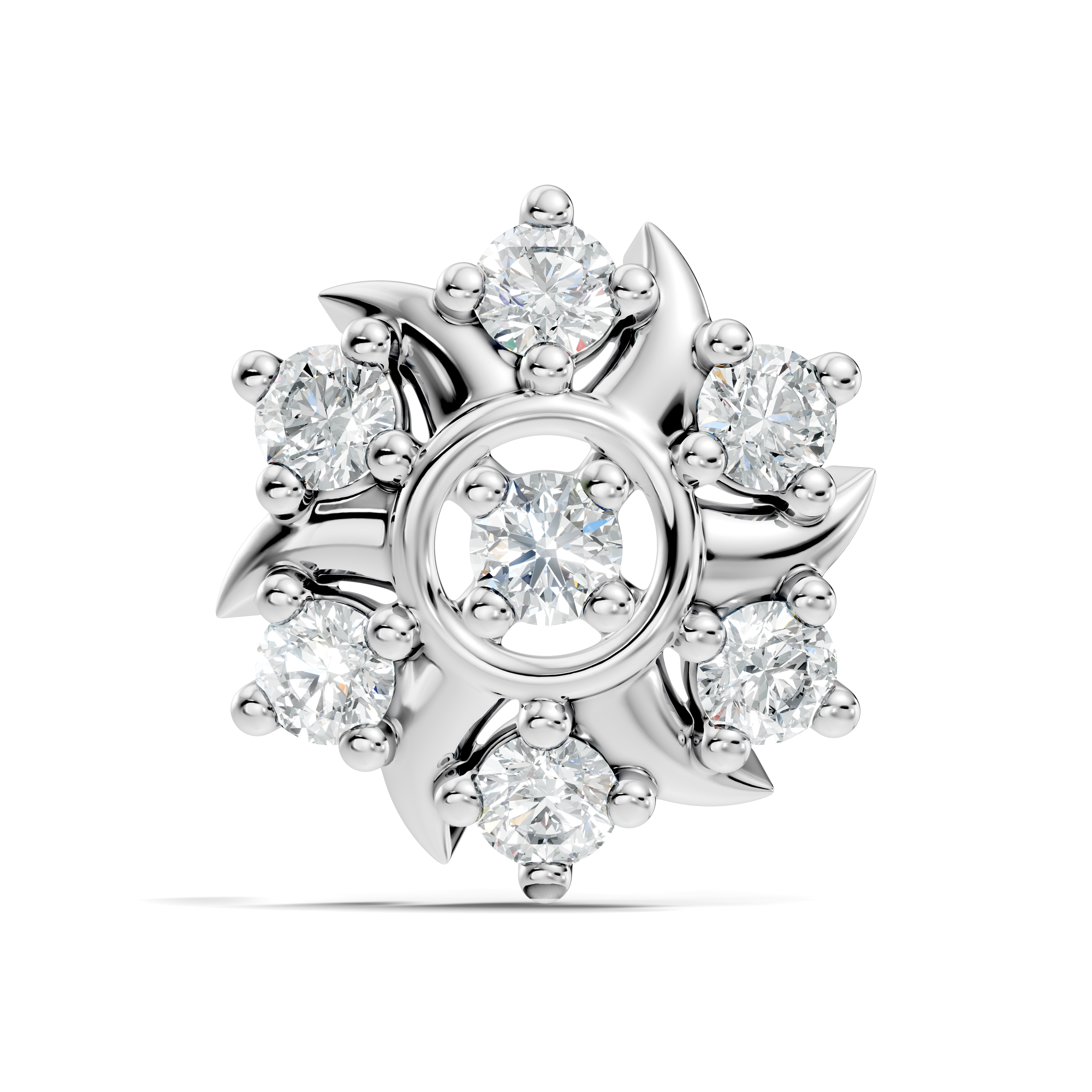 Solar Swirl Floral Seven-Stone Diamond Nose Pin