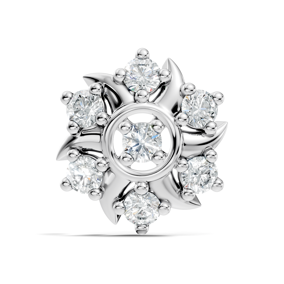 Solar Swirl Floral Seven-Stone Diamond Nose Pin