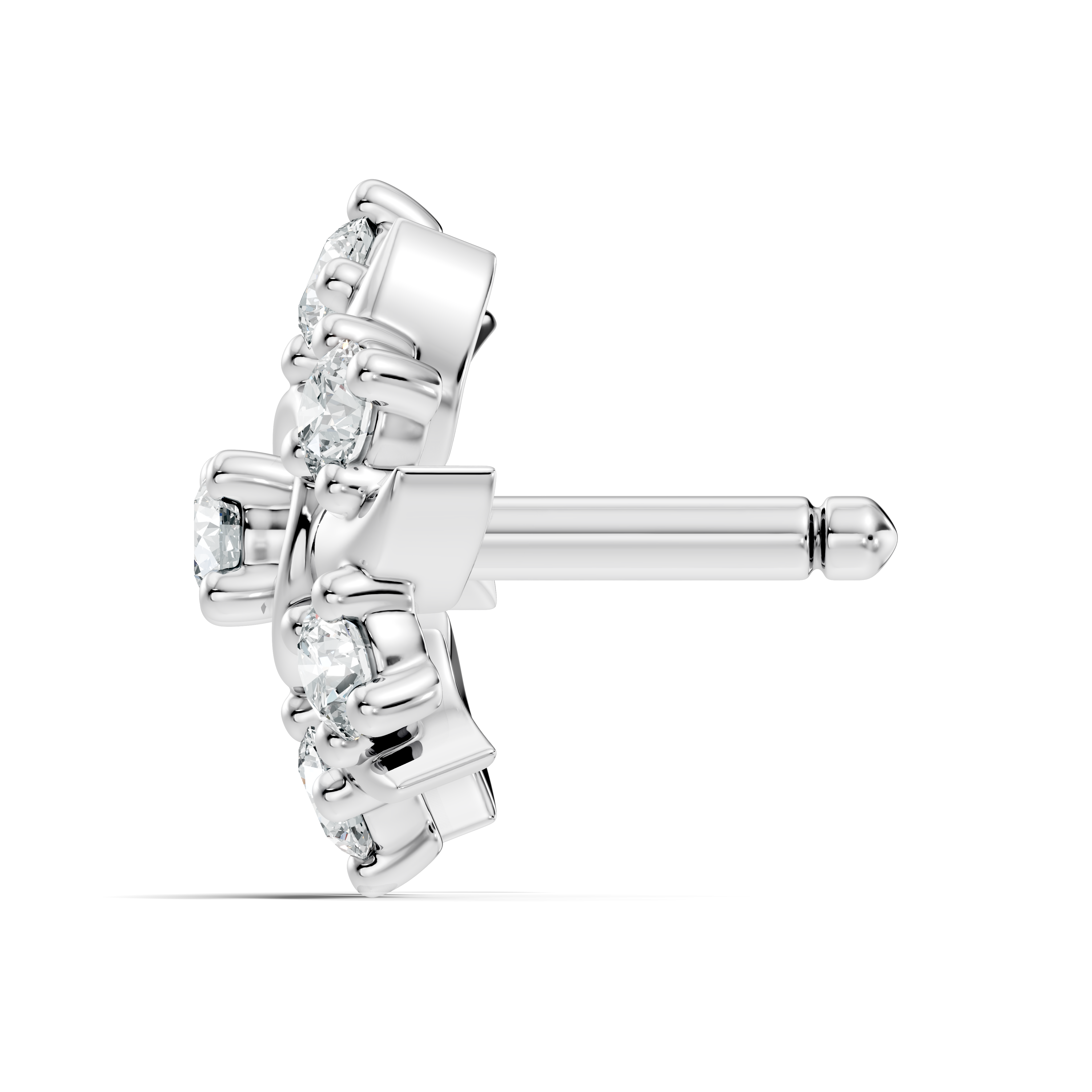 Solar Swirl Floral Seven-Stone Diamond Nose Pin