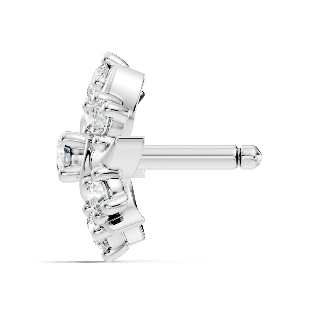 Solar Swirl Floral Seven-Stone Diamond Nose Pin
