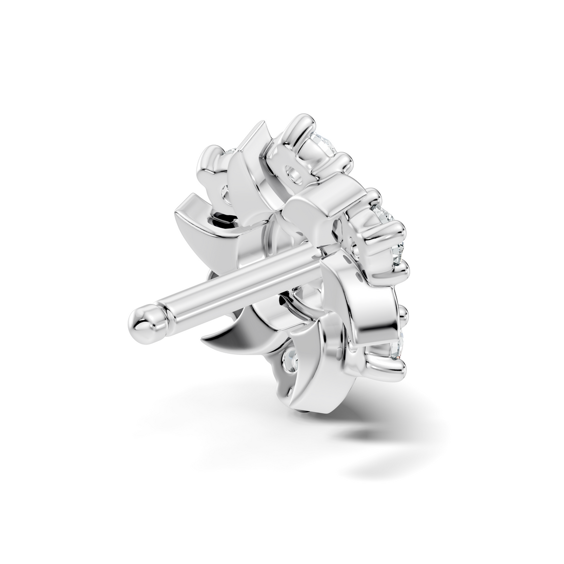 Solar Swirl Floral Seven-Stone Diamond Nose Pin