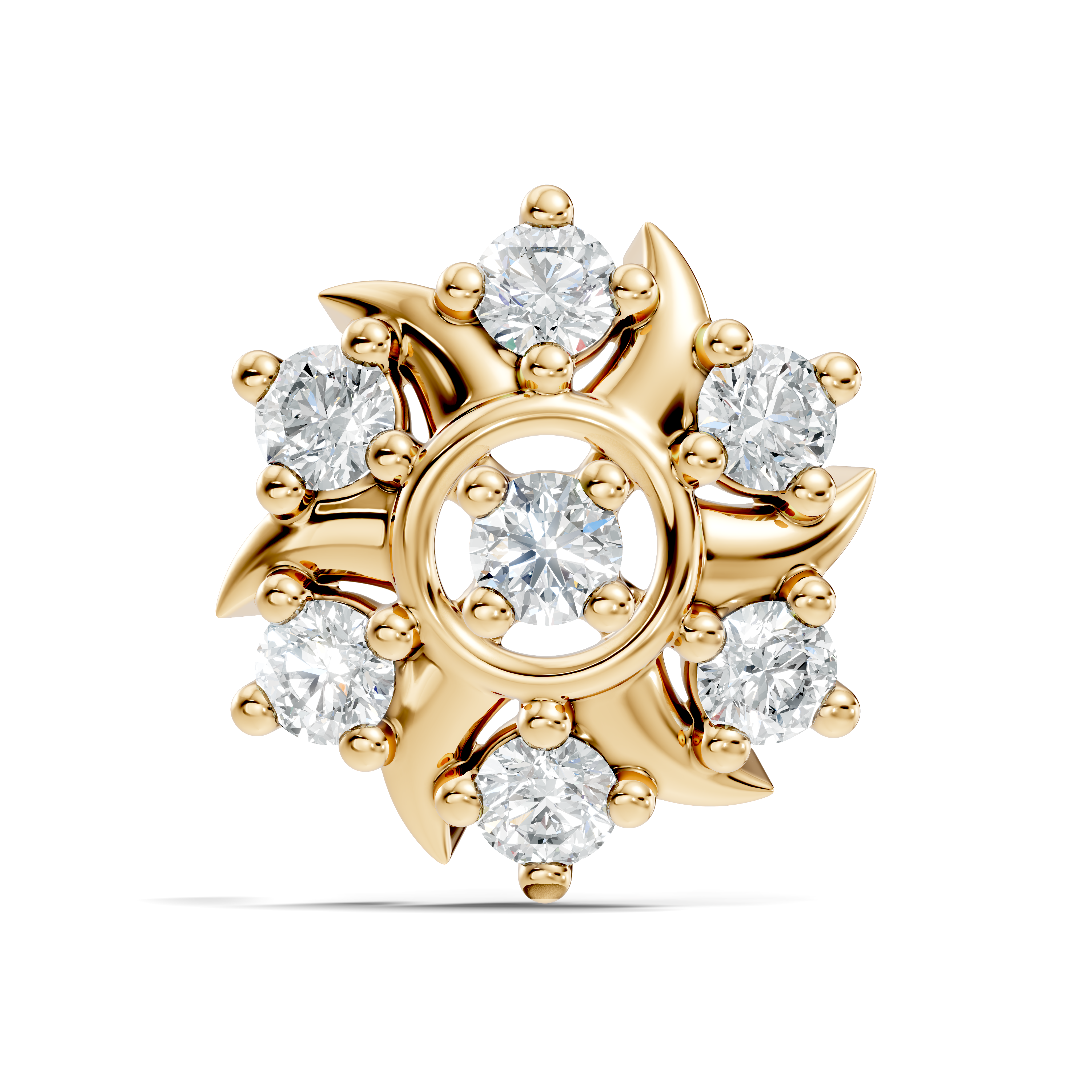 Solar Swirl Floral Seven-Stone Diamond Nose Pin
