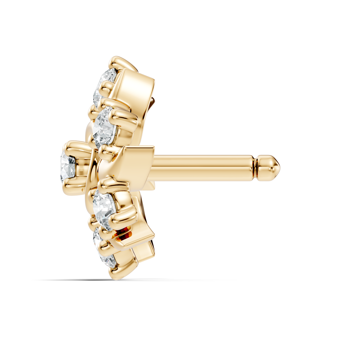 Solar Swirl Floral Seven-Stone Diamond Nose Pin