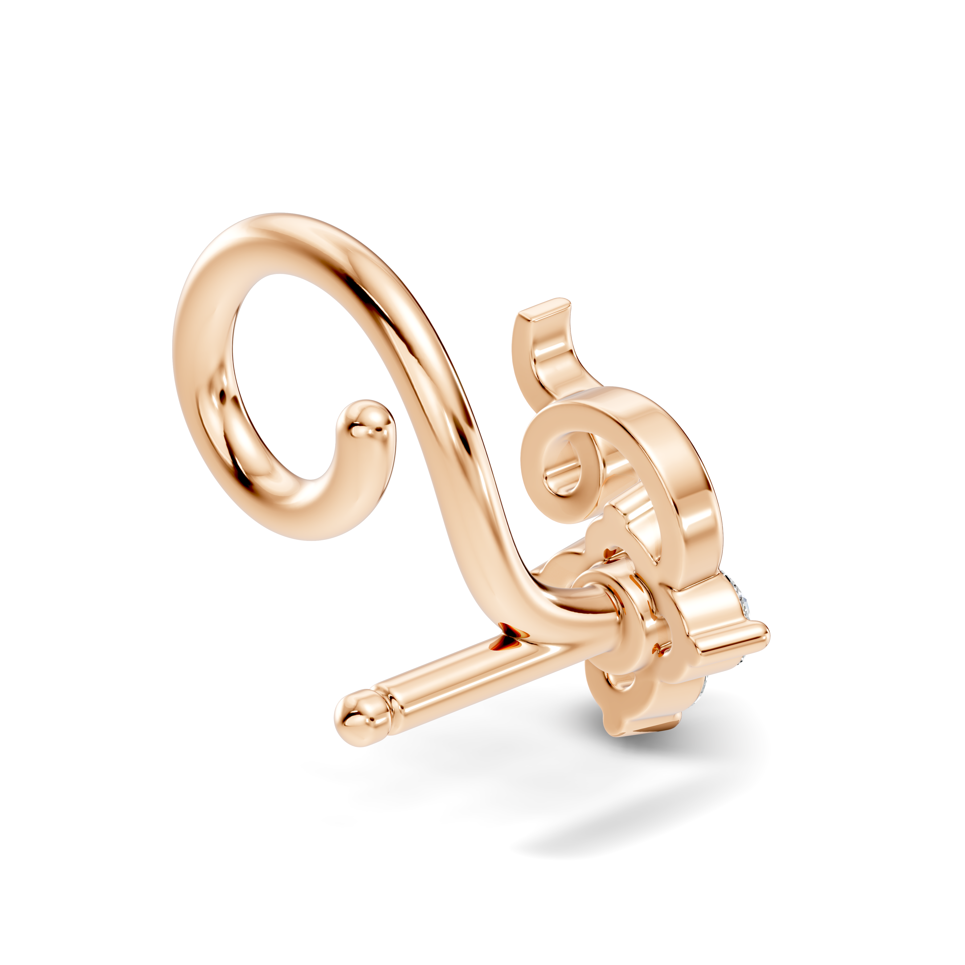 4-Stone Floral Swirl Wire Diamond Nose Pin