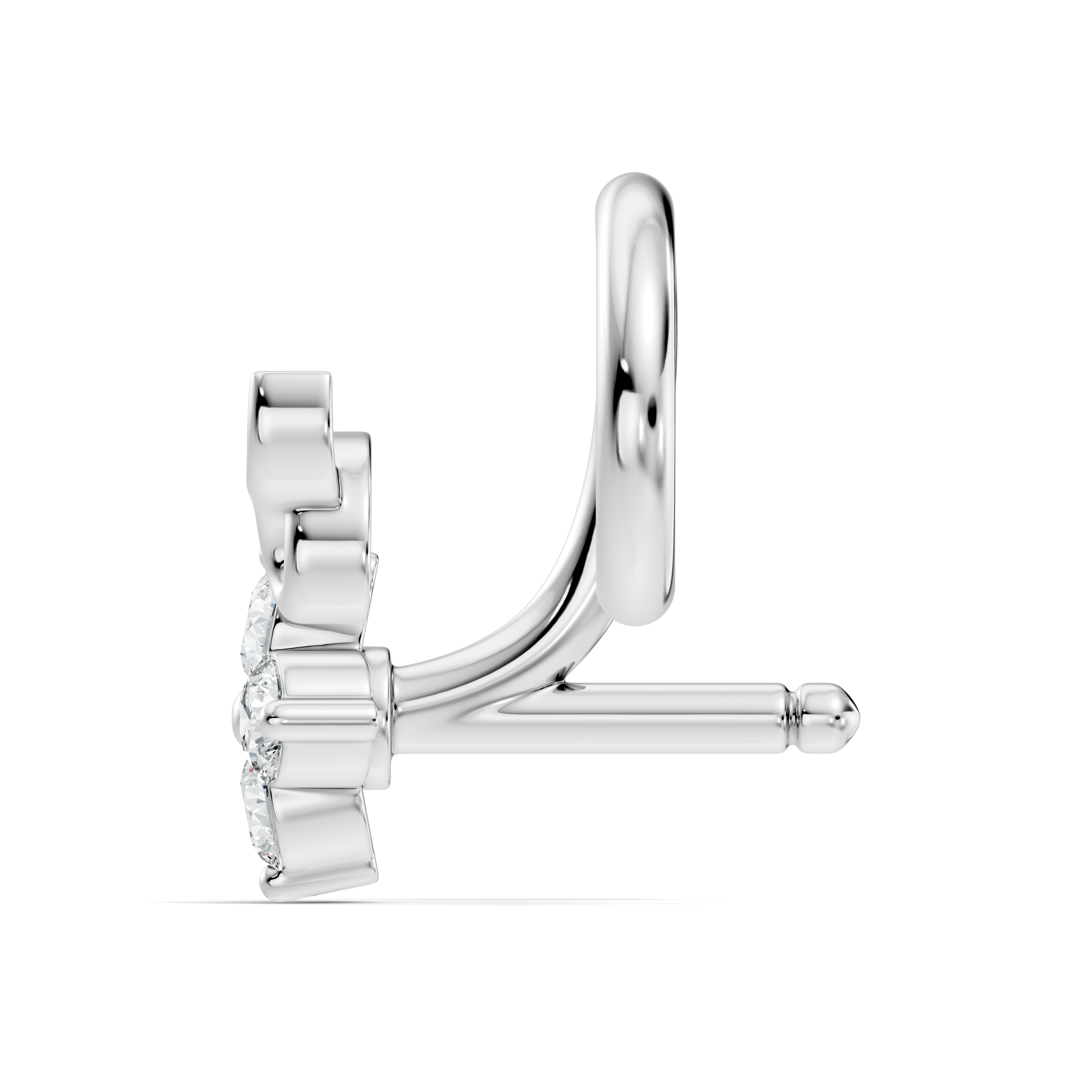 4-Stone Floral Swirl Wire Diamond Nose Pin