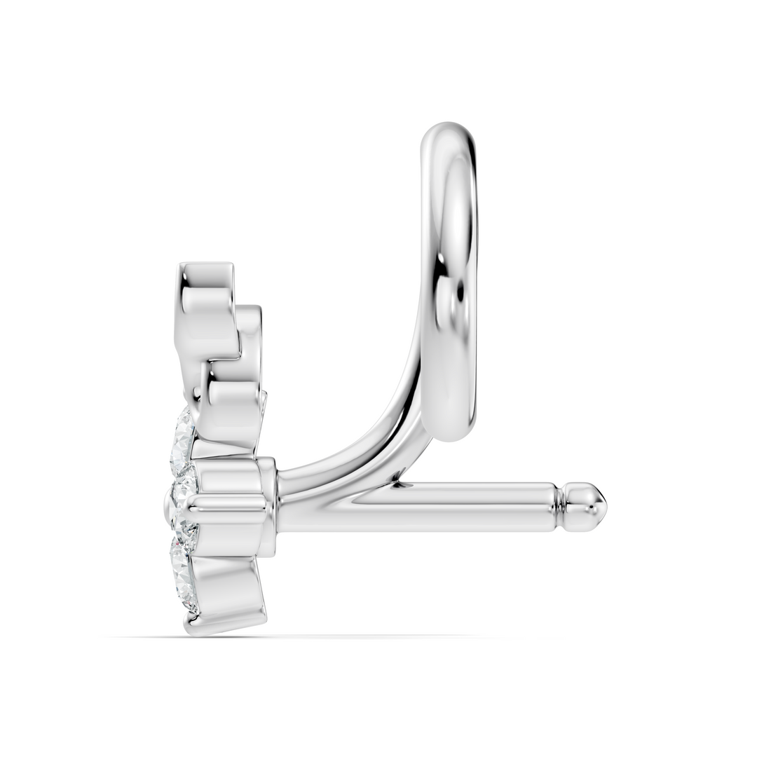 4-Stone Floral Swirl Wire Diamond Nose Pin