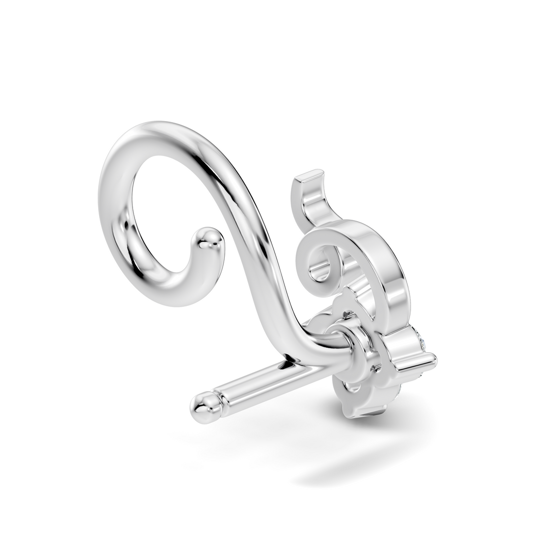 4-Stone Floral Swirl Wire Diamond Nose Pin