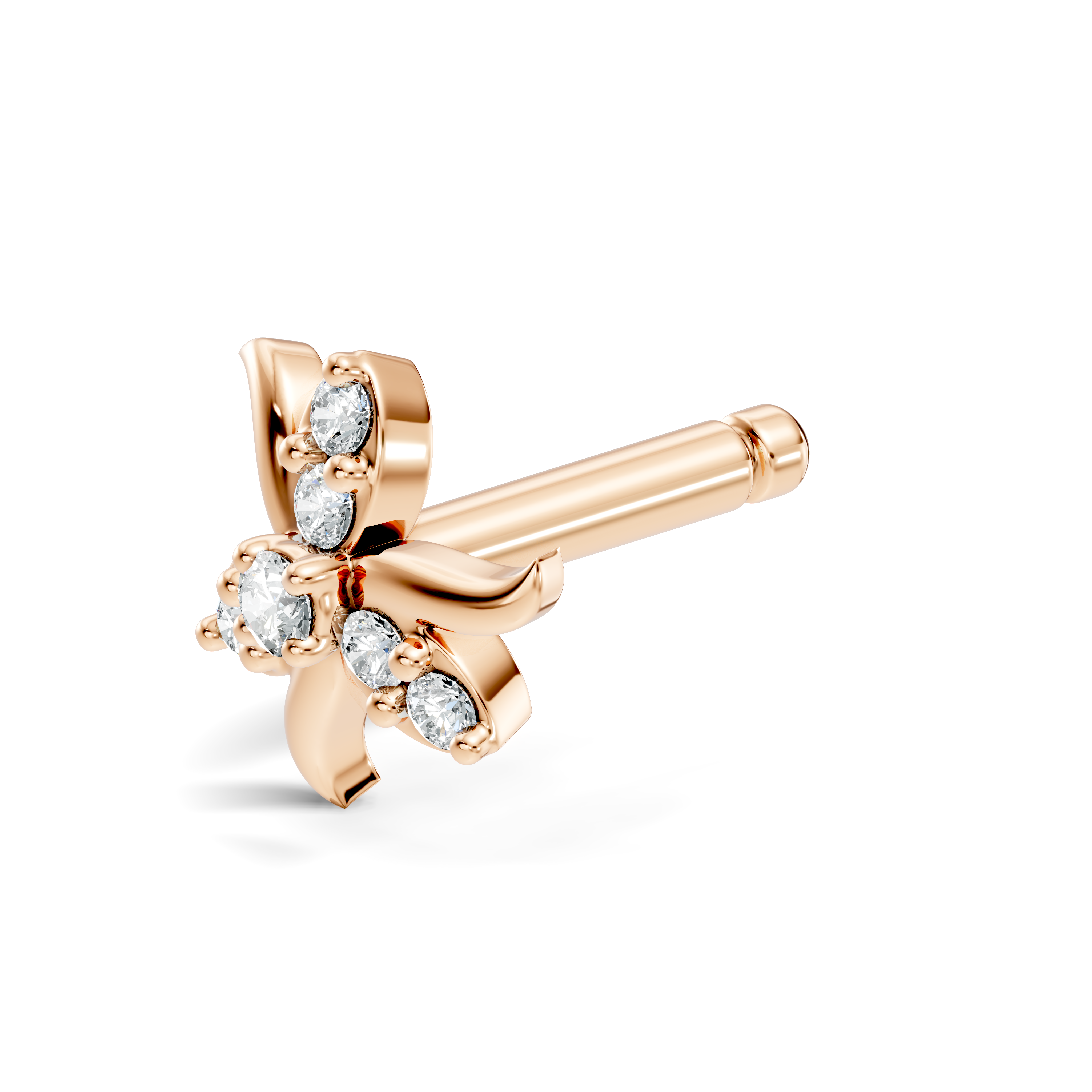 Three-Petal Pinwheel Diamond Nose Pin