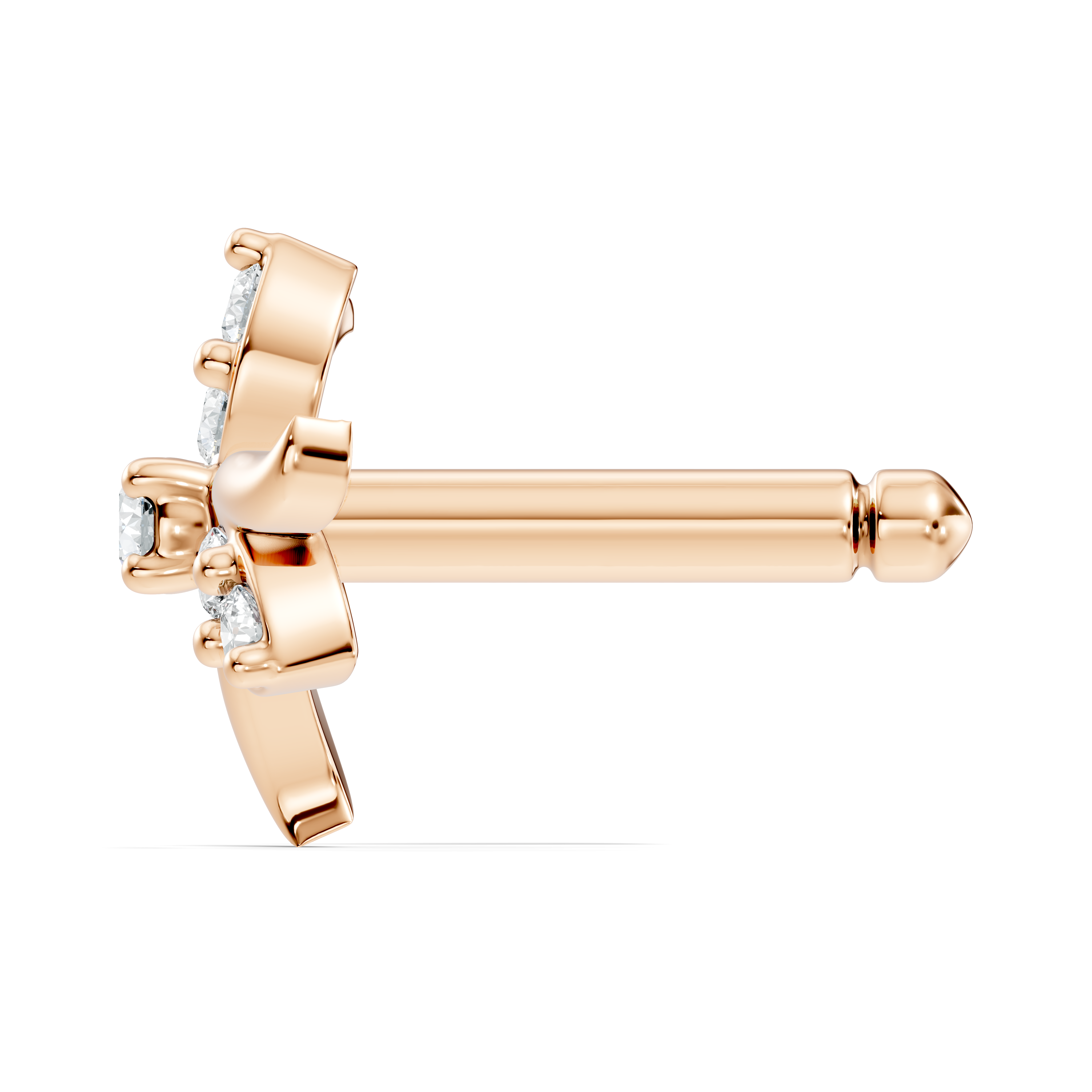 Three-Petal Pinwheel Diamond Nose Pin