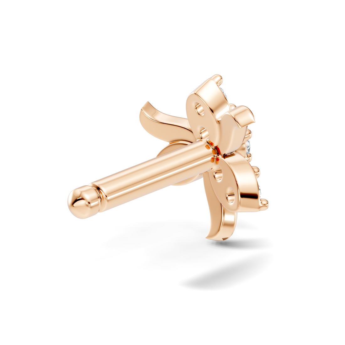 Three-Petal Pinwheel Diamond Nose Pin
