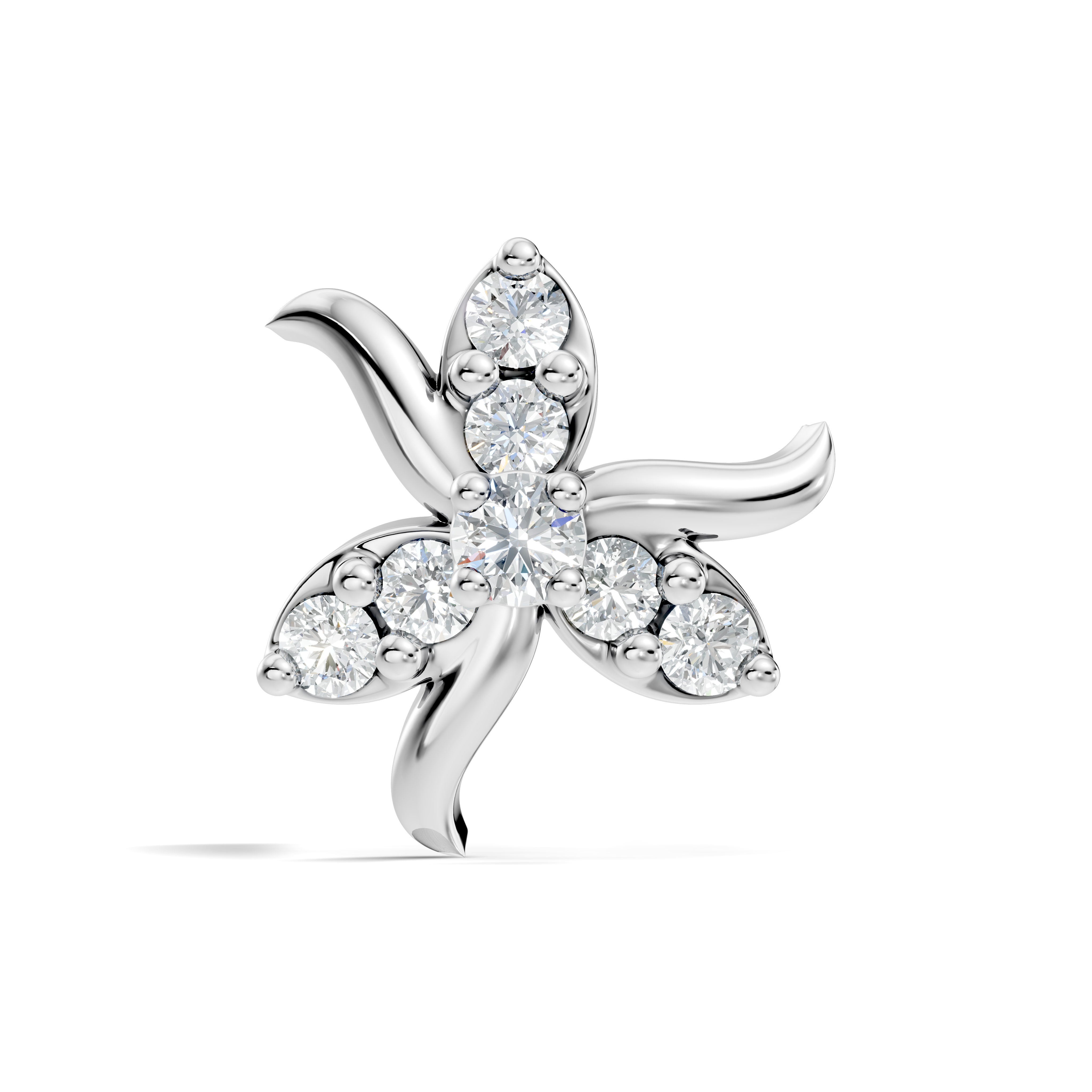 Three-Petal Pinwheel Diamond Nose Pin