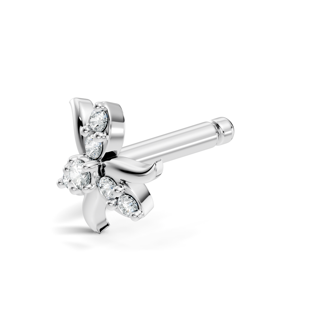 Three-Petal Pinwheel Diamond Nose Pin