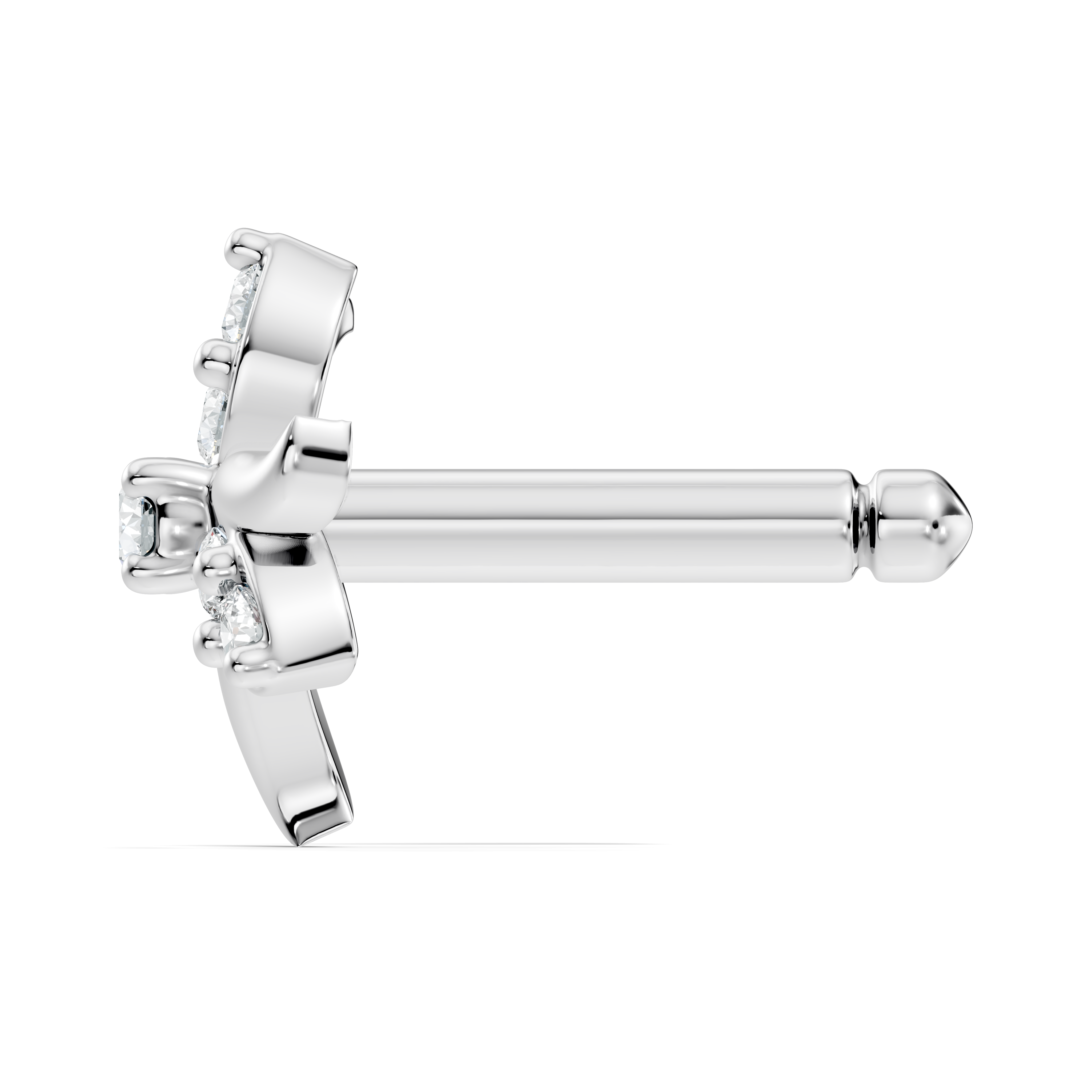 Three-Petal Pinwheel Diamond Nose Pin